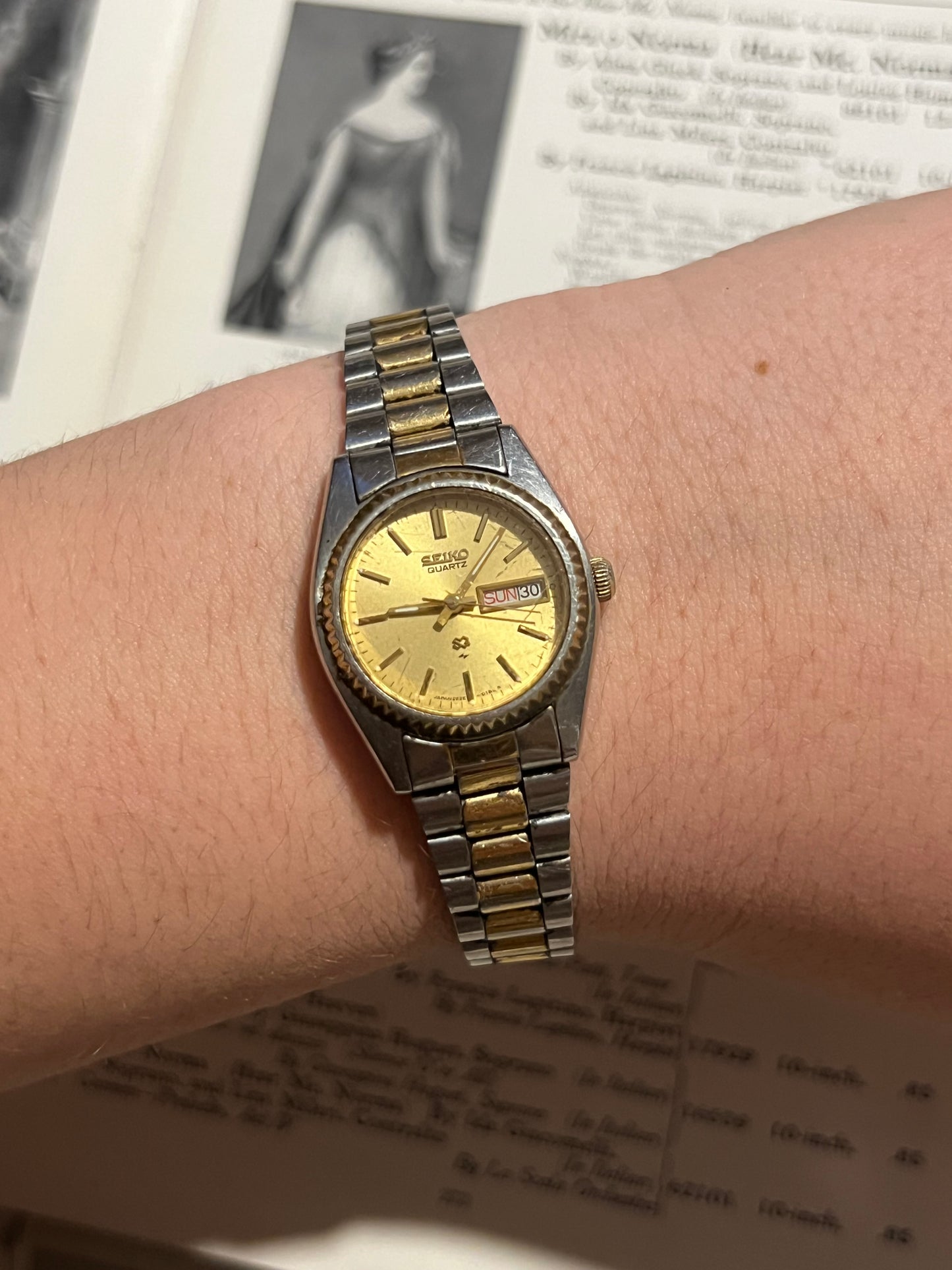 seiko two tone vintage women’s day date watch