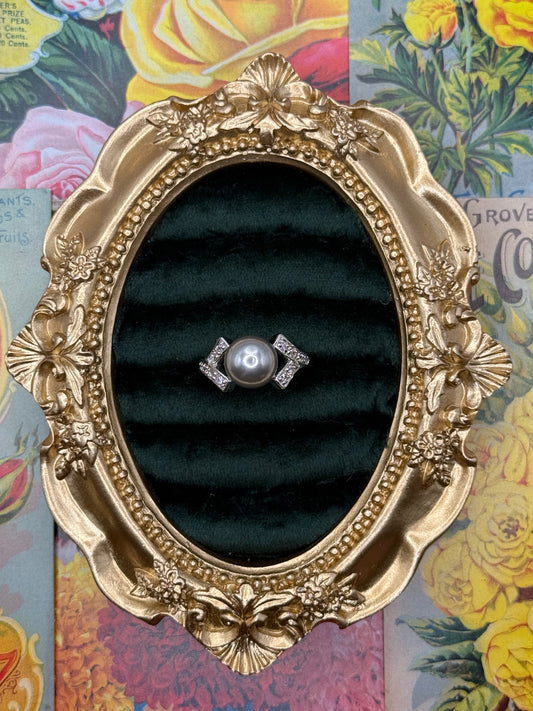 Vintage Silver Tone Pearl Ring Size 7.5