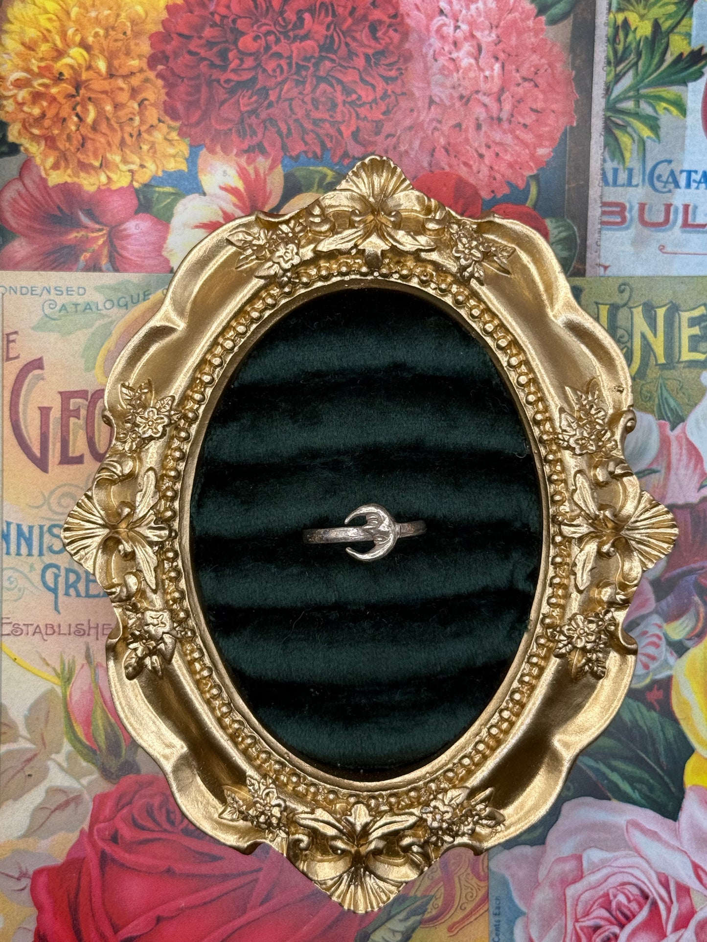 Vintage Sterling Silver Dainty Moon Ring Size 6.75