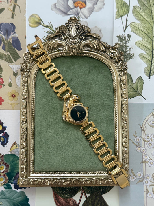 Working Vintage Gold Tone Leopard Watch