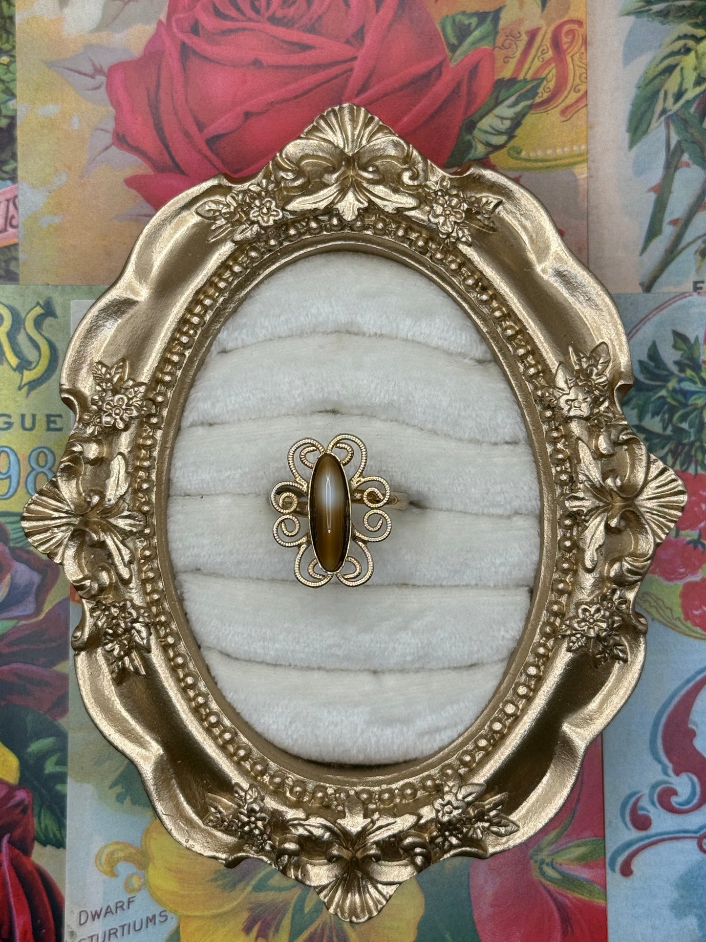 Vintage Gold Tone Adjustable Ring Size 7