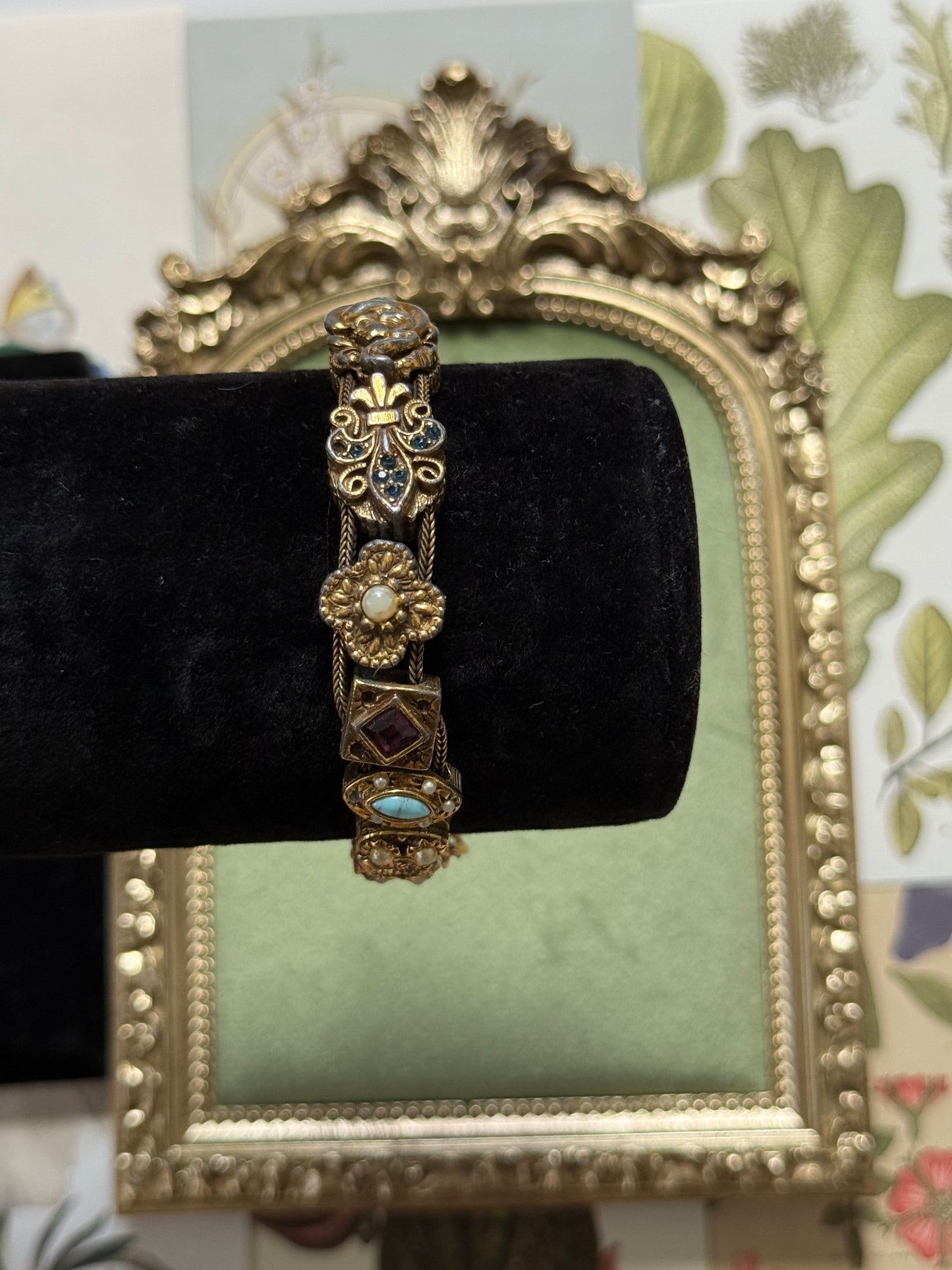 Vintage Gold Tone Goldette Slide Charm Bracelet