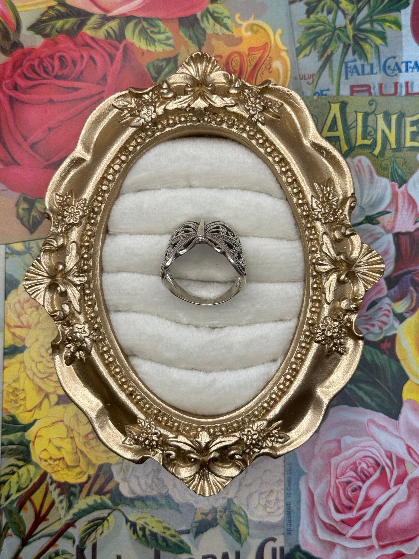 Sterling Silver Filigree Butterfly Ring Size 7.5