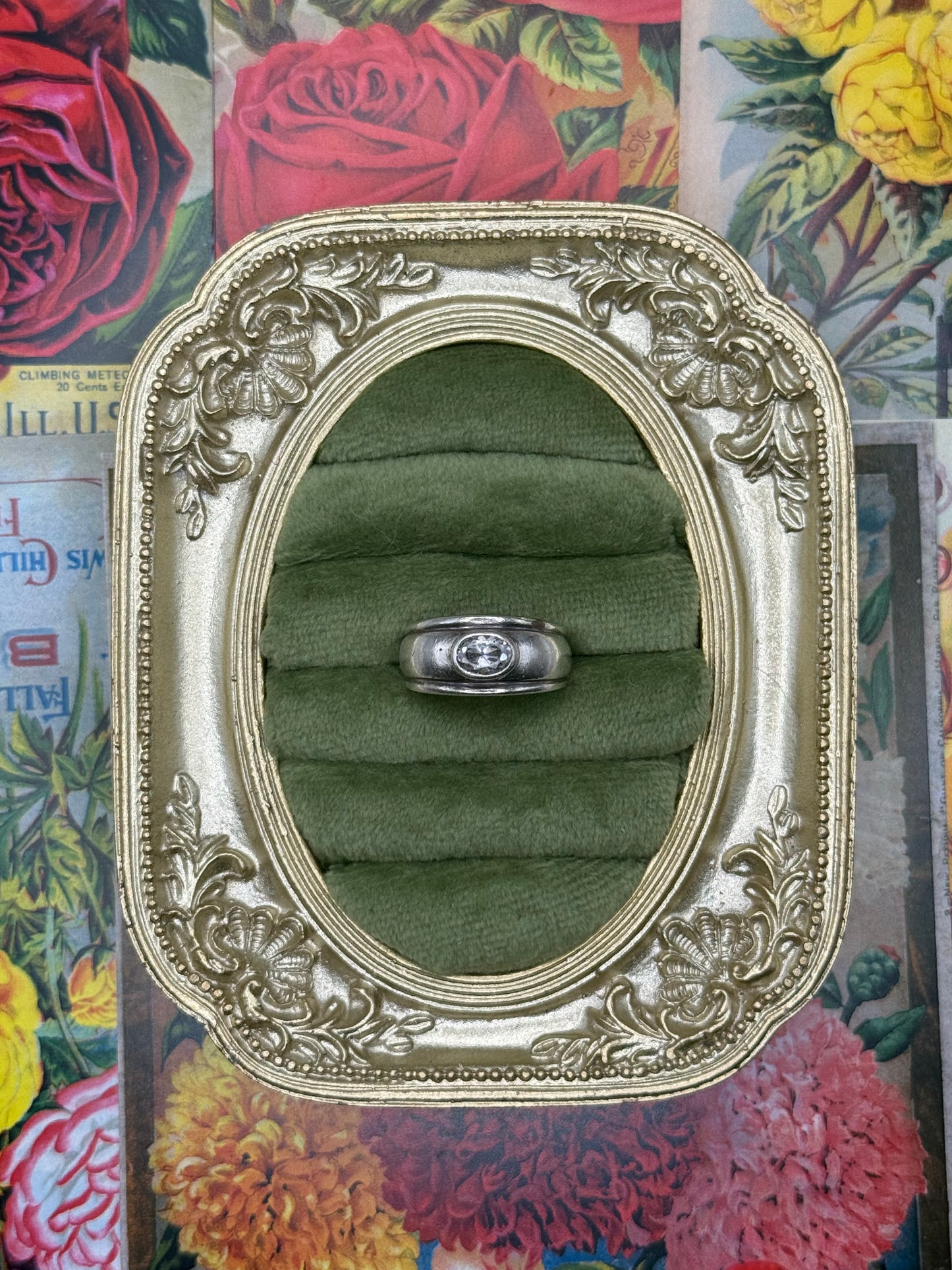 Vintage Sterling Silver Gemstone Ring Size 7