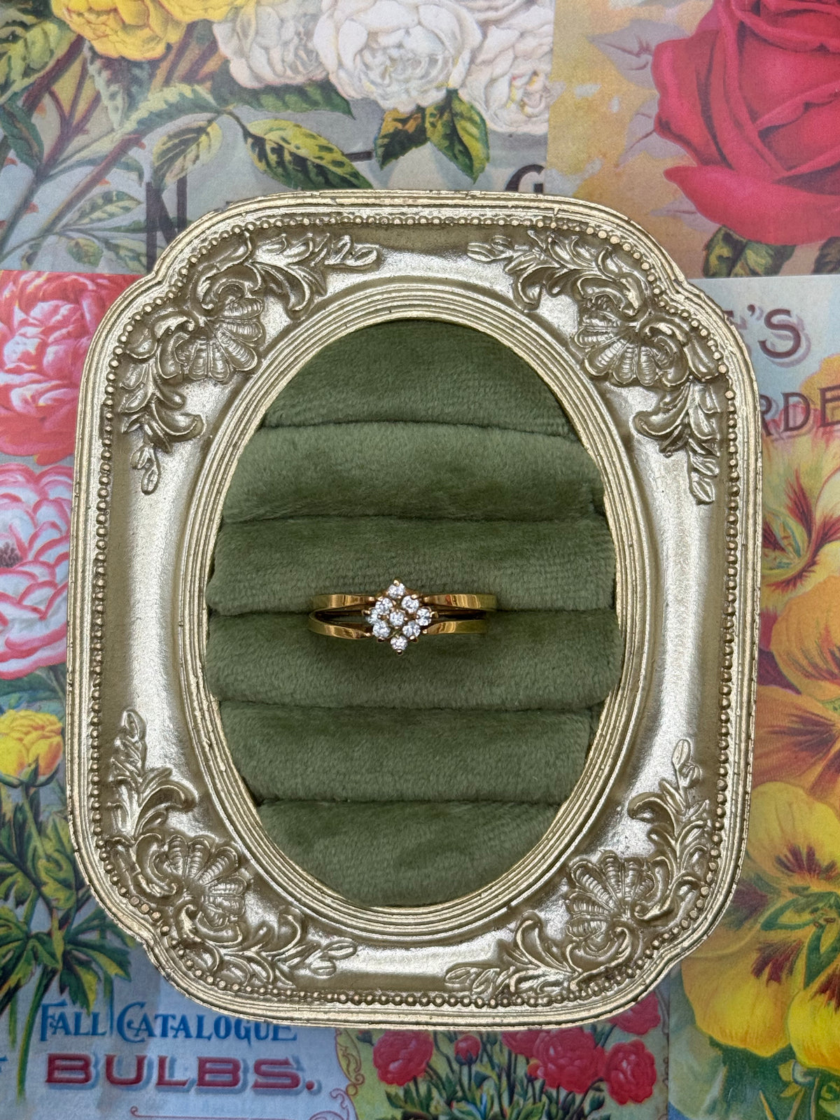 Vintage Gold Tone Black Reversible Flip Ring Size 11.5