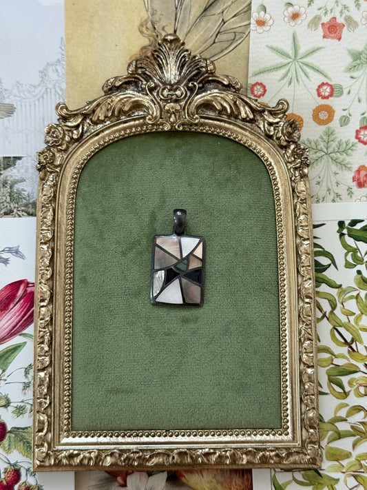 Vintage Sterling Silver Inlay Pendant