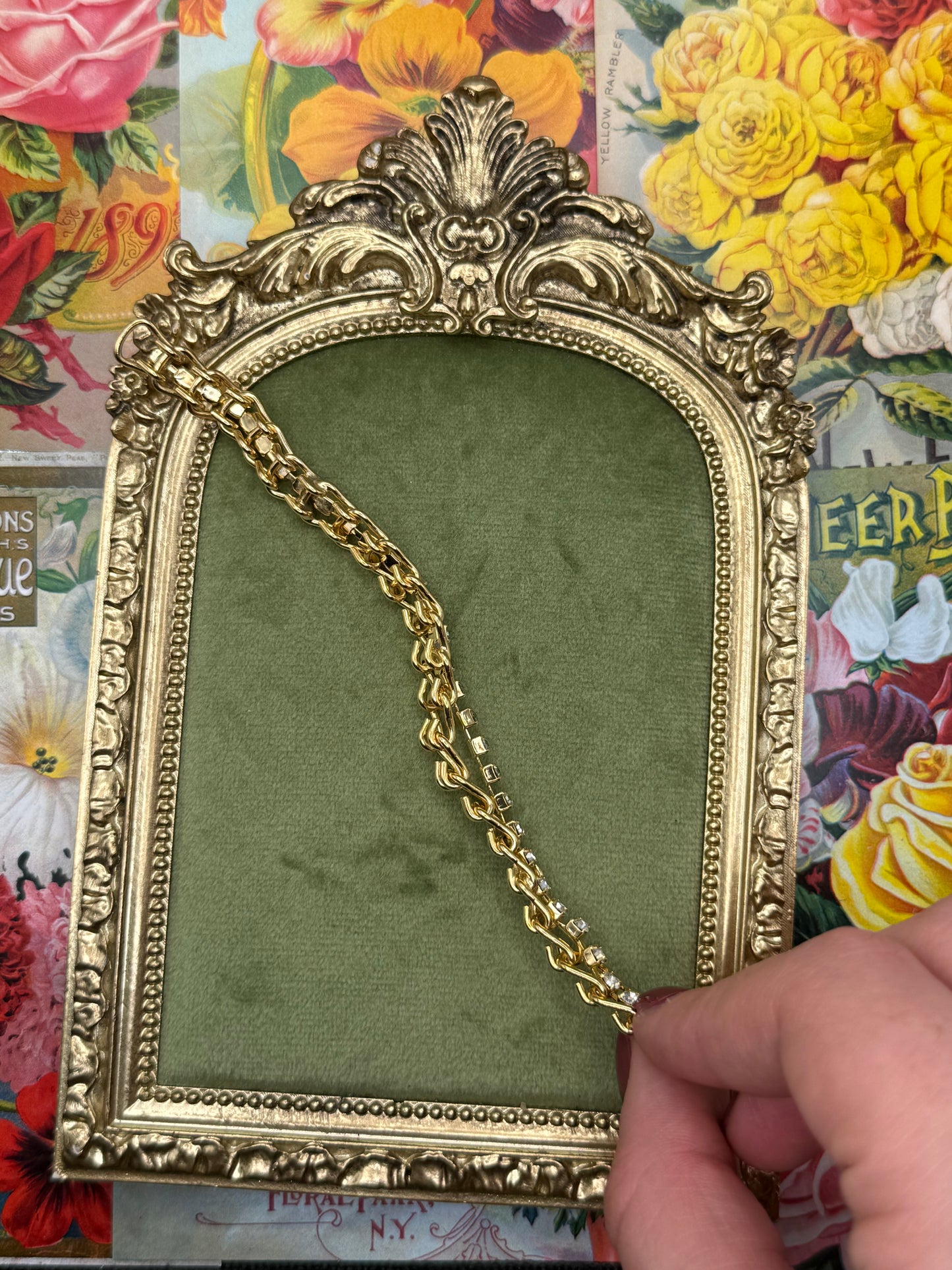 Vintage Gold Tone Dainty Tennis Bracelet 6.25”
