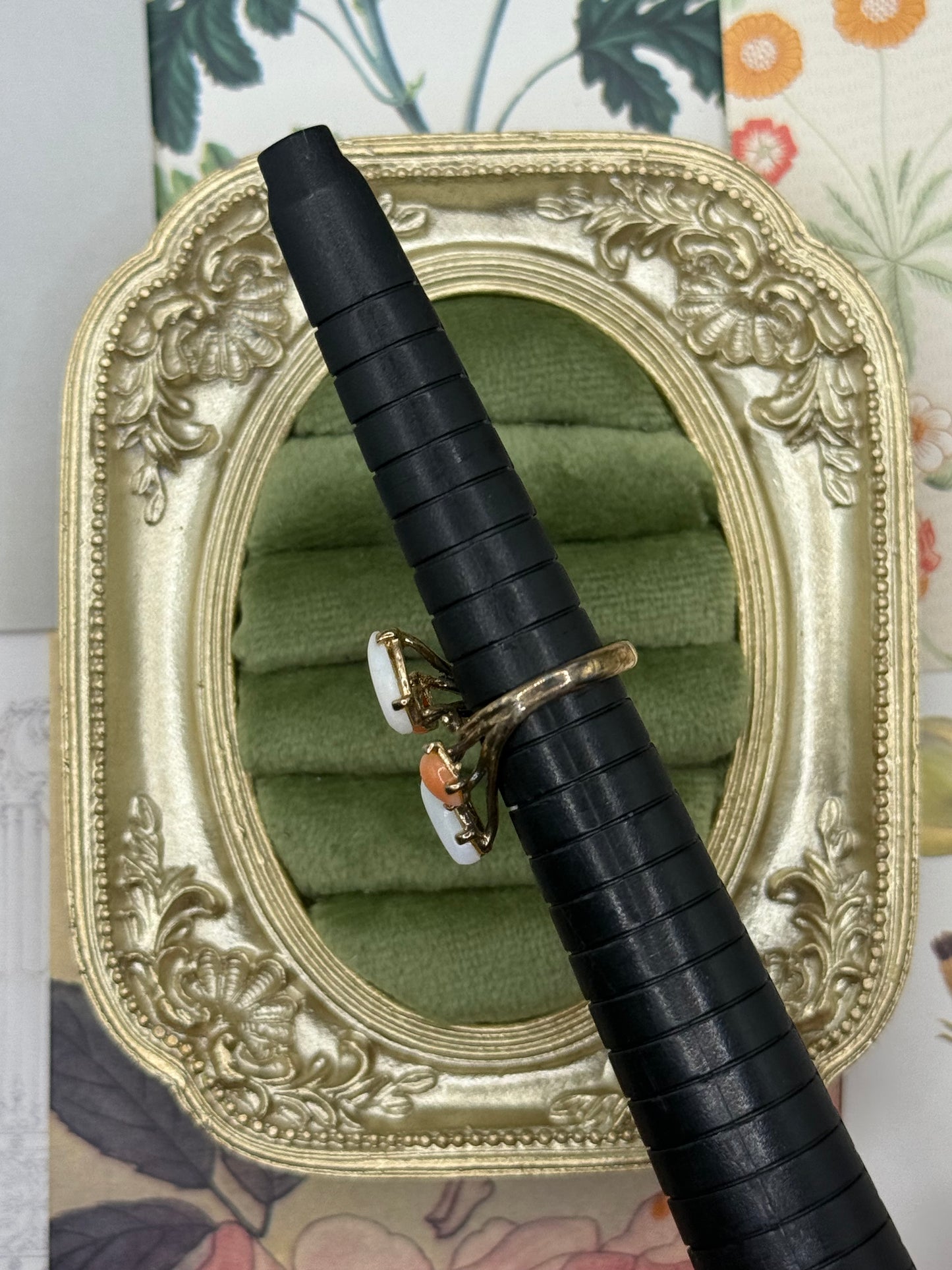 Vintage Gold Tone Gemstone Old Stock Ring Size 5