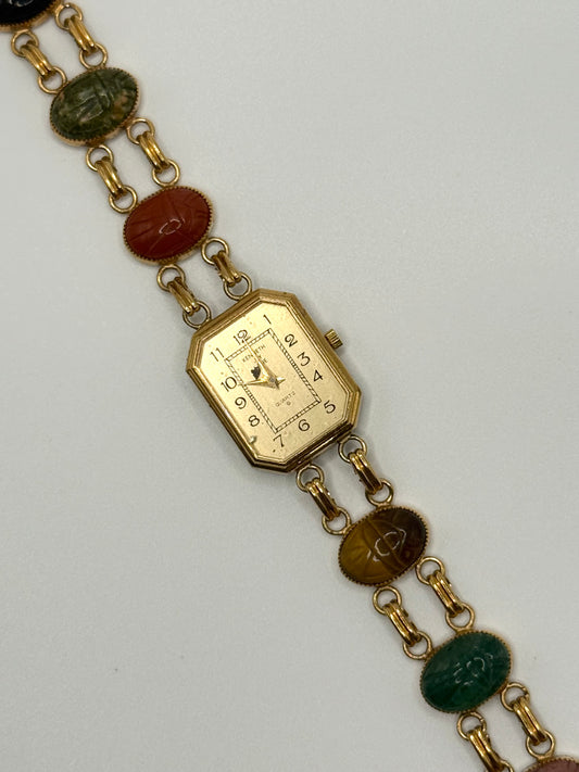 nonworking gold tone Kenneth Jay Lane scarab watch