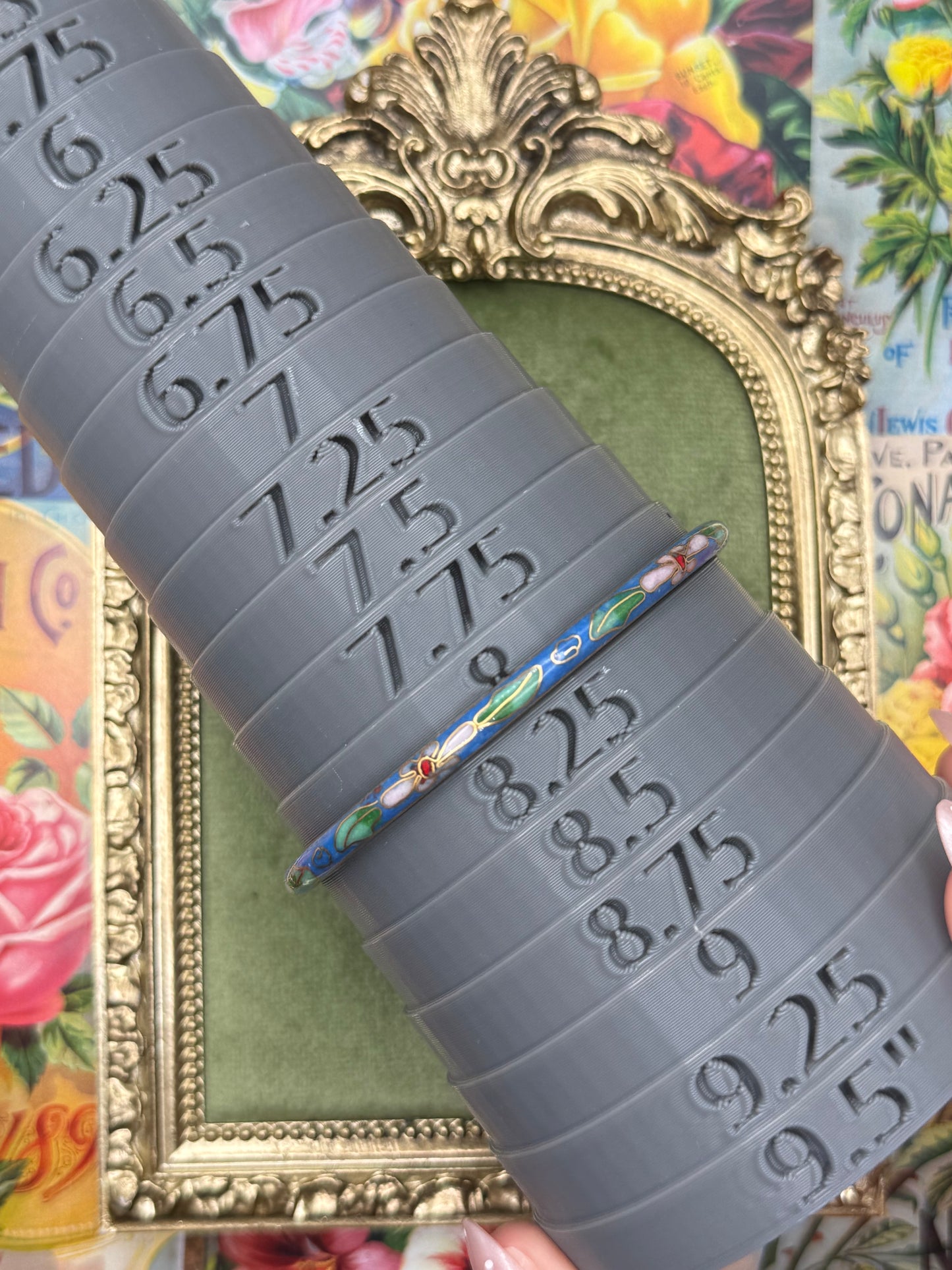 Vintage Blue Enameled Cloisonne Bangle 8”