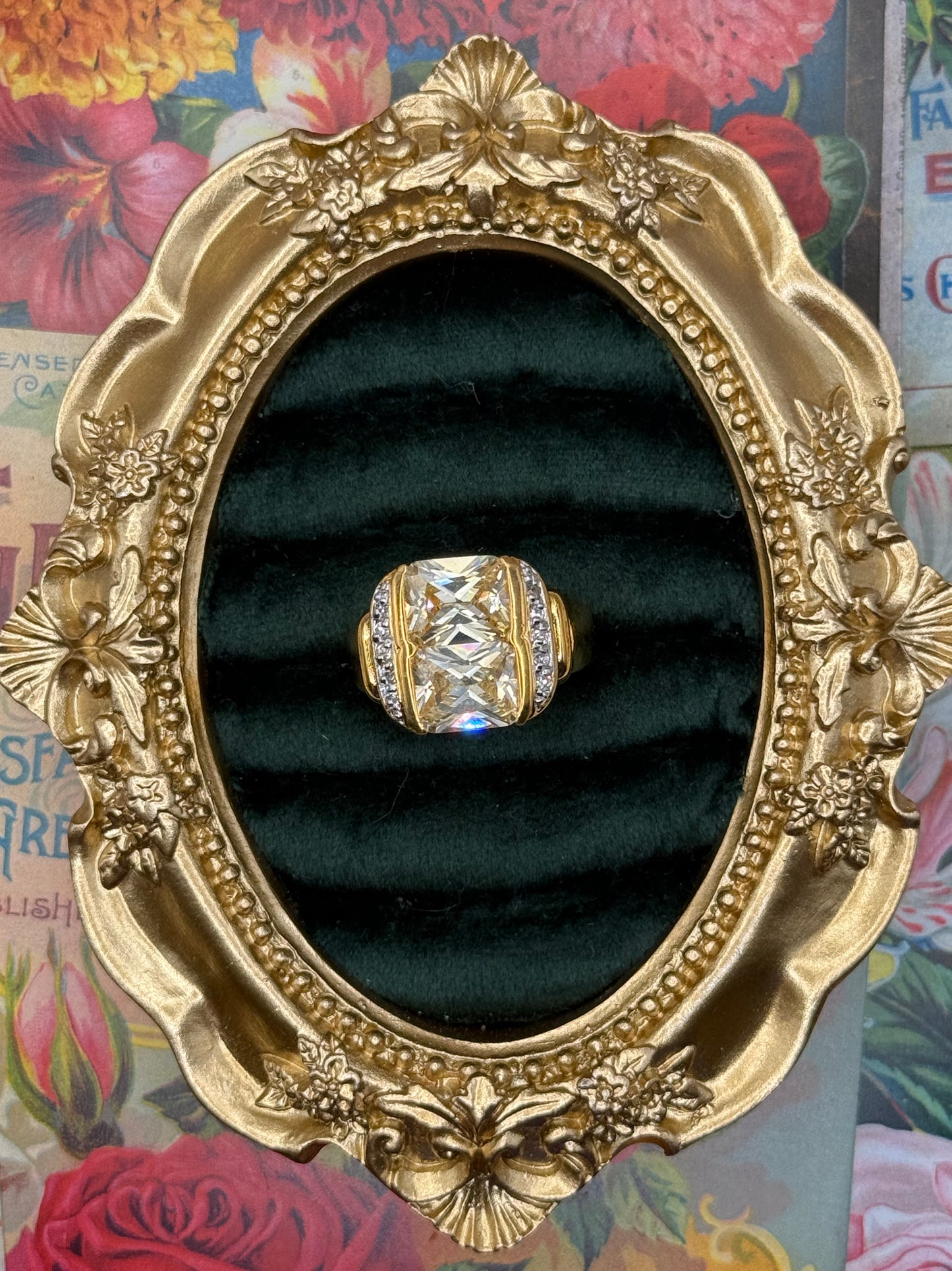 Vintage Gold Tone Old Stock Ring Size 9.75