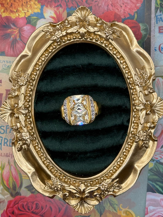 Vintage Gold Tone Old Stock Ring Size 9.75