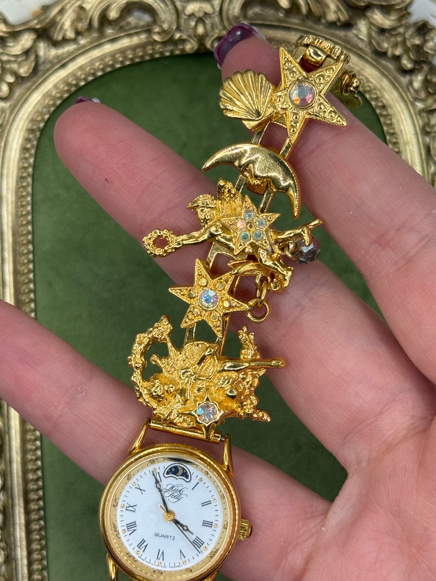 Working Vintage Gold Tone Kirks Folly Watch