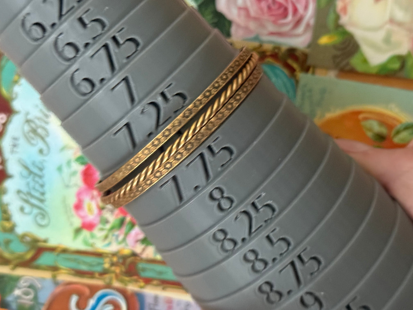 Vintage Gold Tone Green Stone Bangle Bracelet