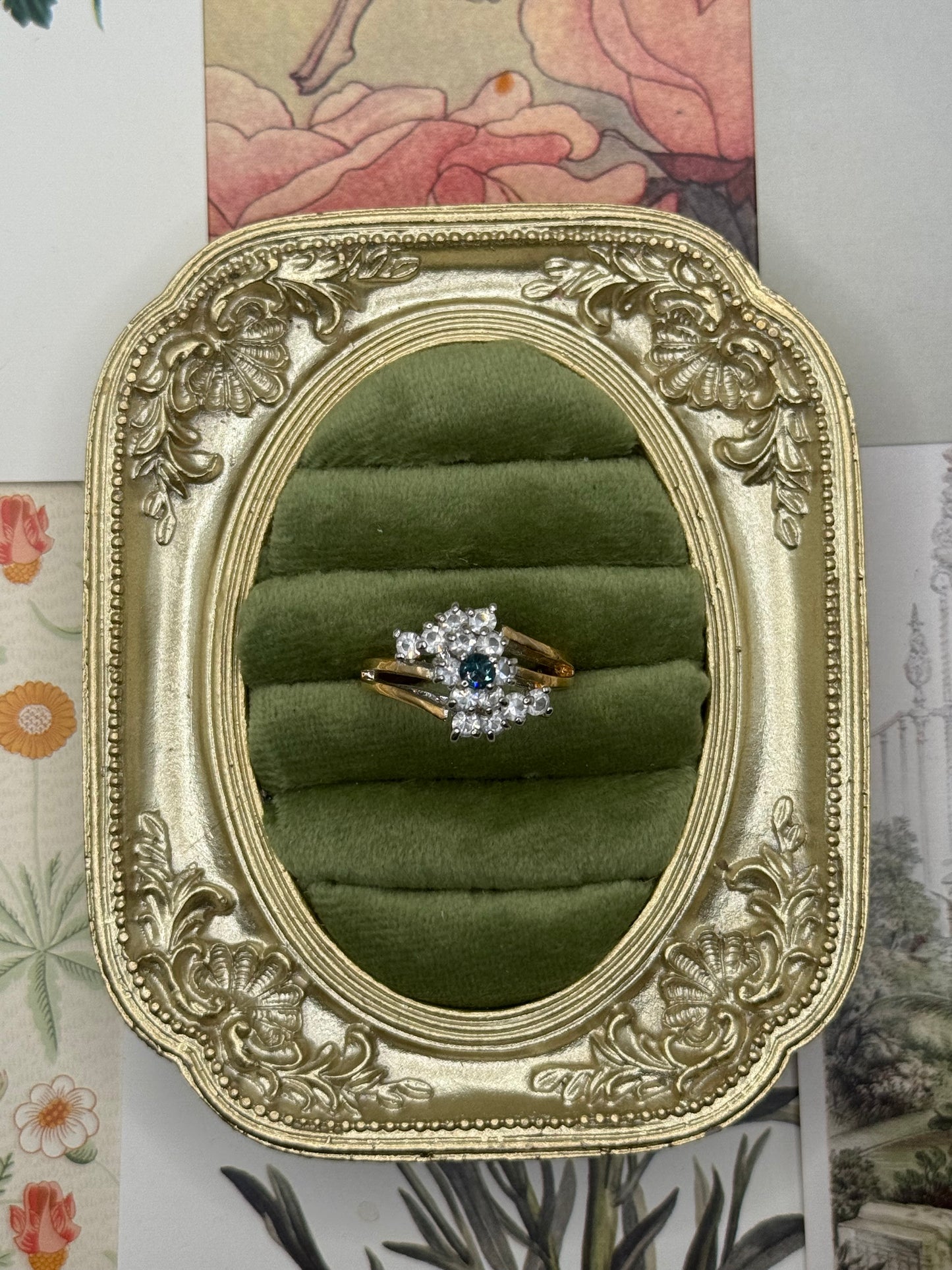 Vintage Gold Tone New Old Stock Gemstone Ring Size 10.25