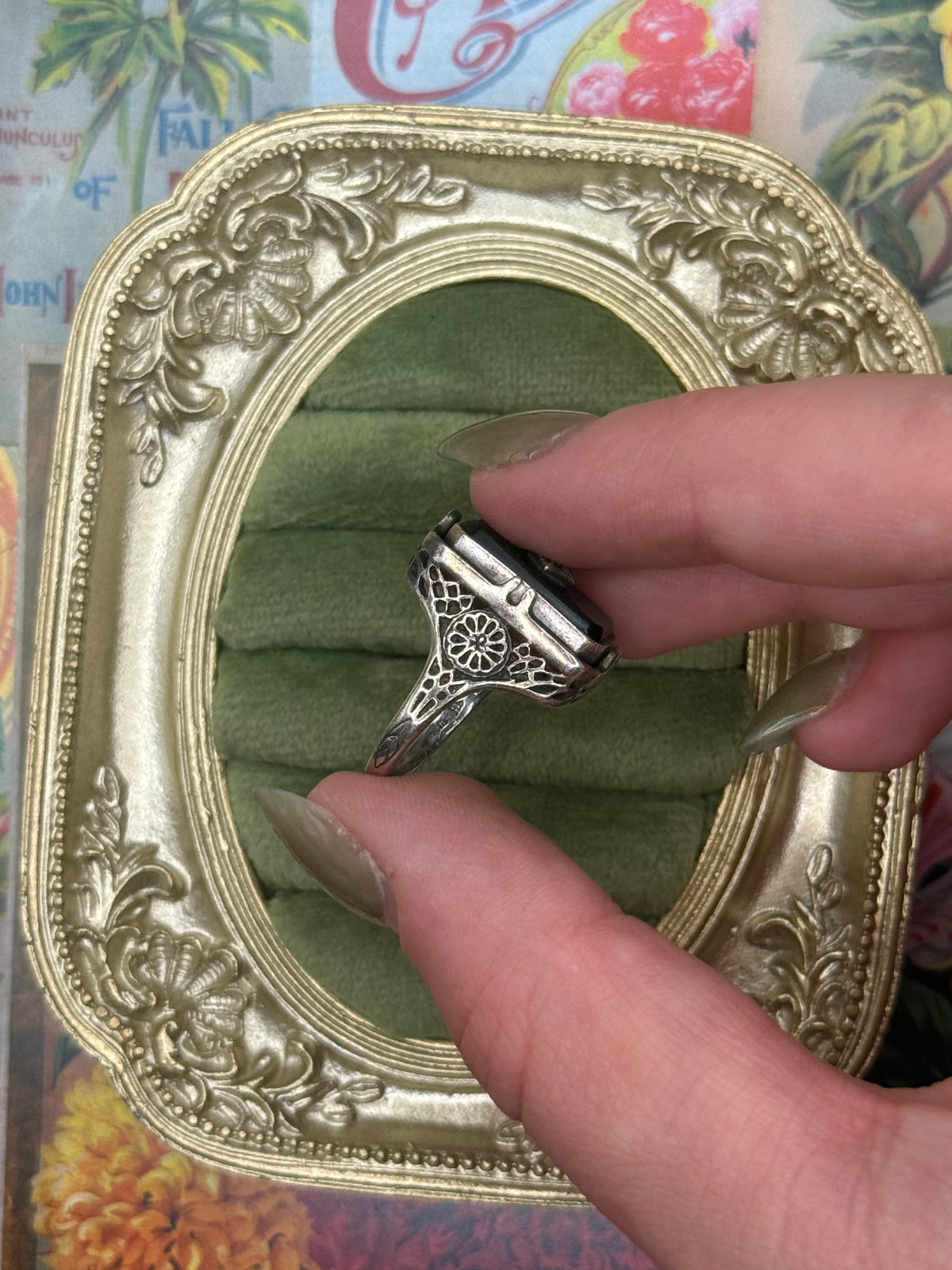 Sterling Silver Reversible Flip Cameo -> Onyx Ring Size 7.25