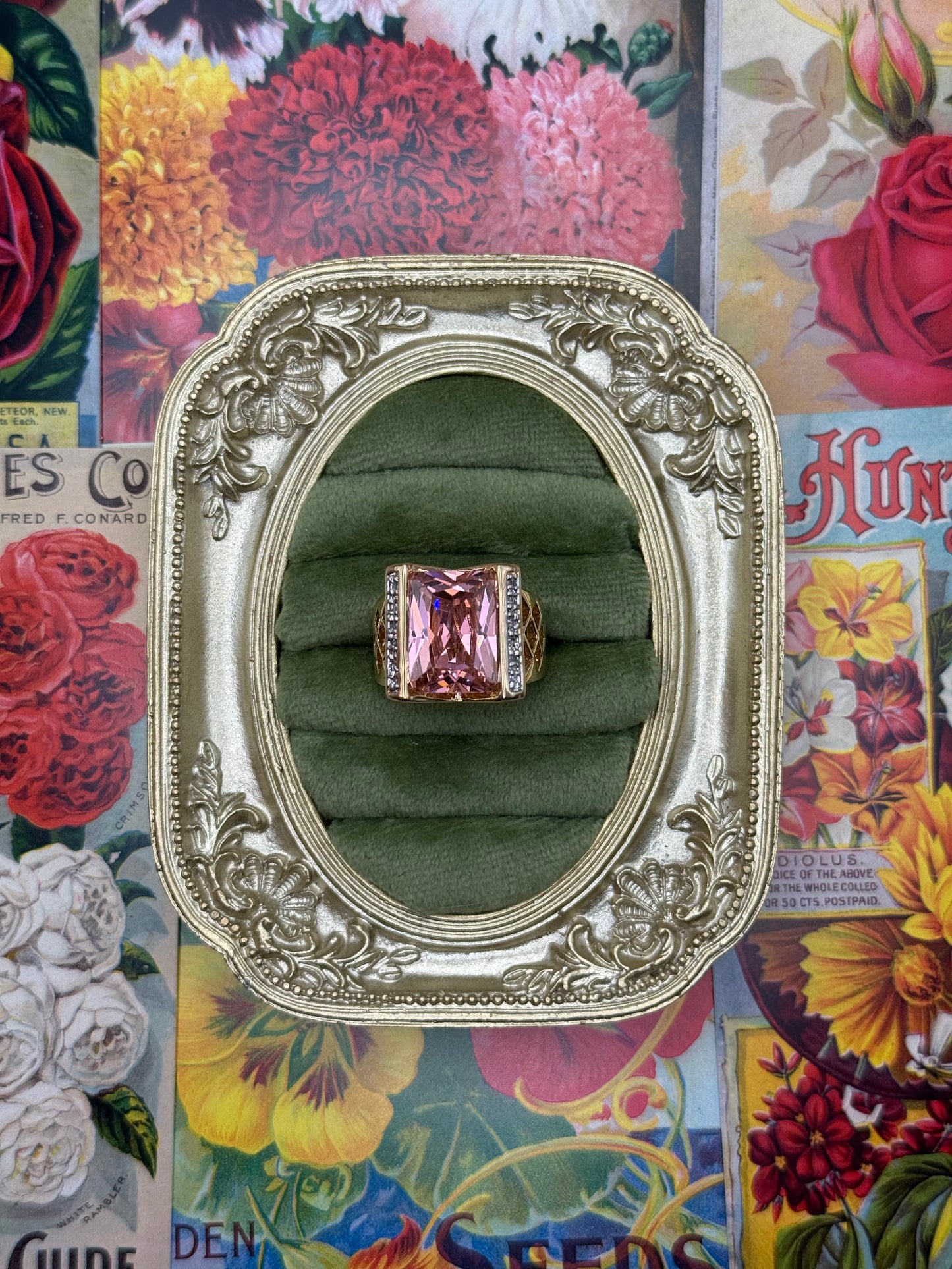 Vintage Gold Tone Chunky Old Stock Ring Size 9
