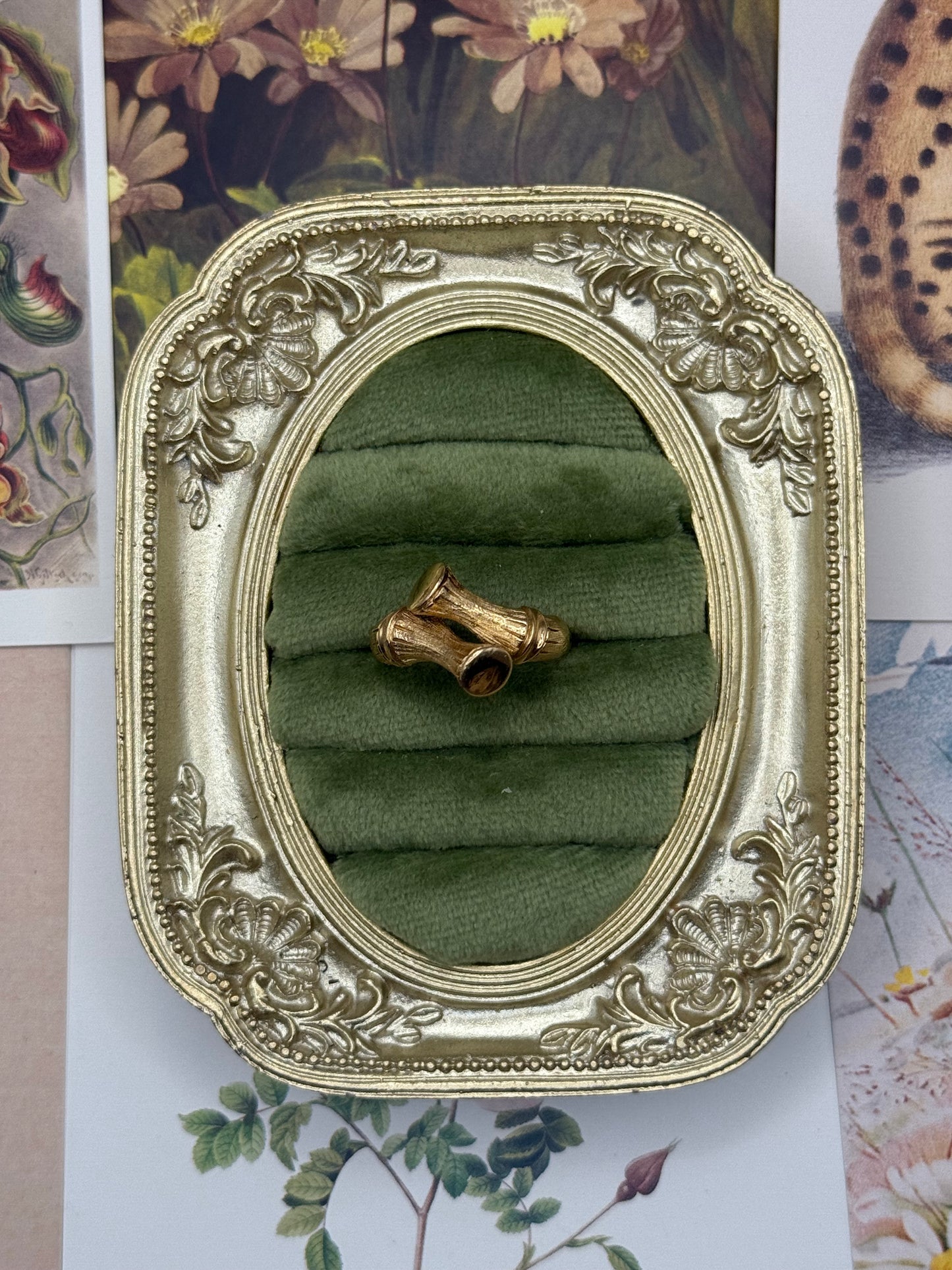 Vintage Gold Tone Avon Bamboo Ring Size 9.5