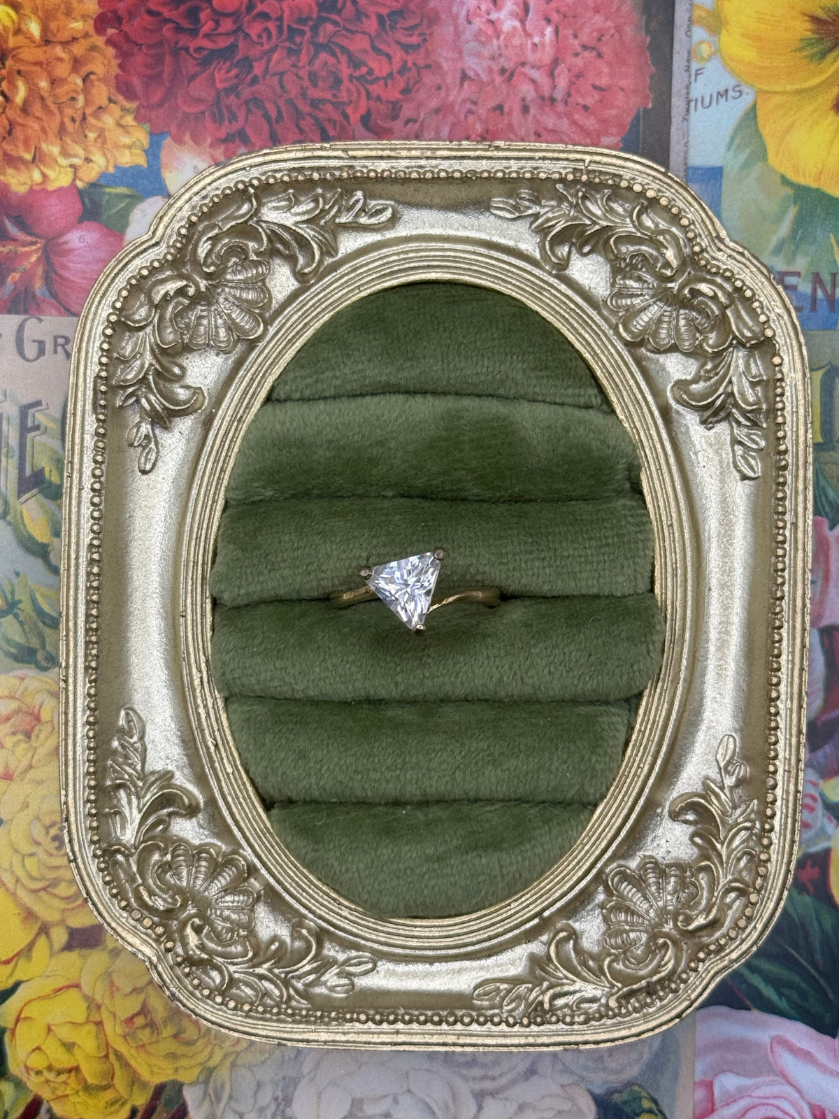 Vintage Gold Tone Triangle Ring Size 7