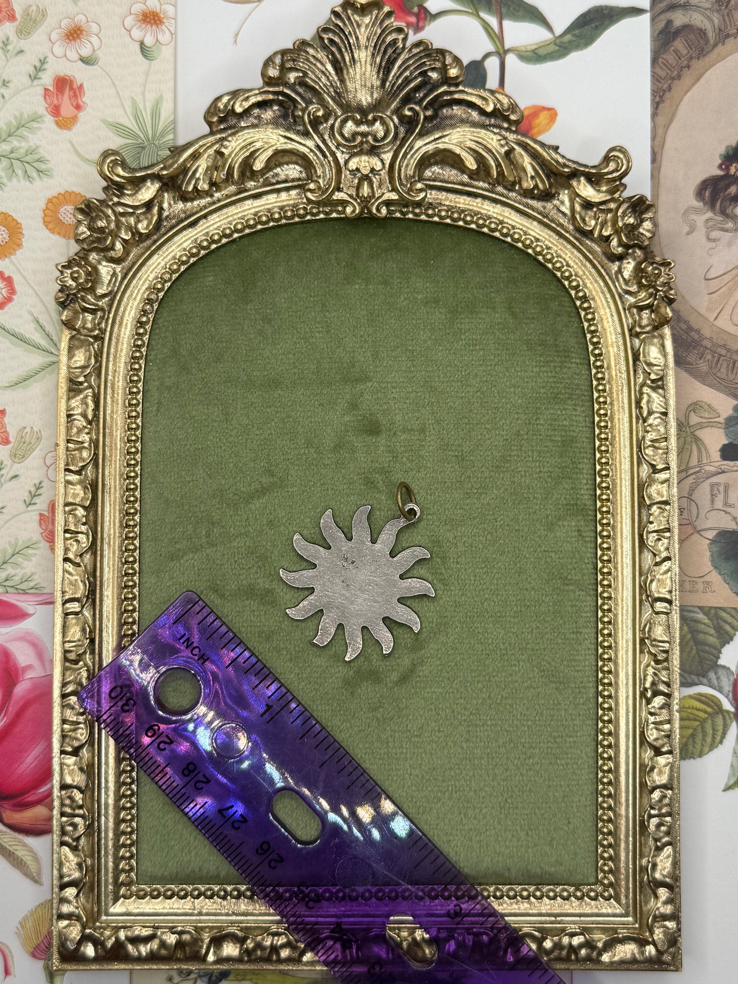 Vintage Silver Tone Celestial Pendant