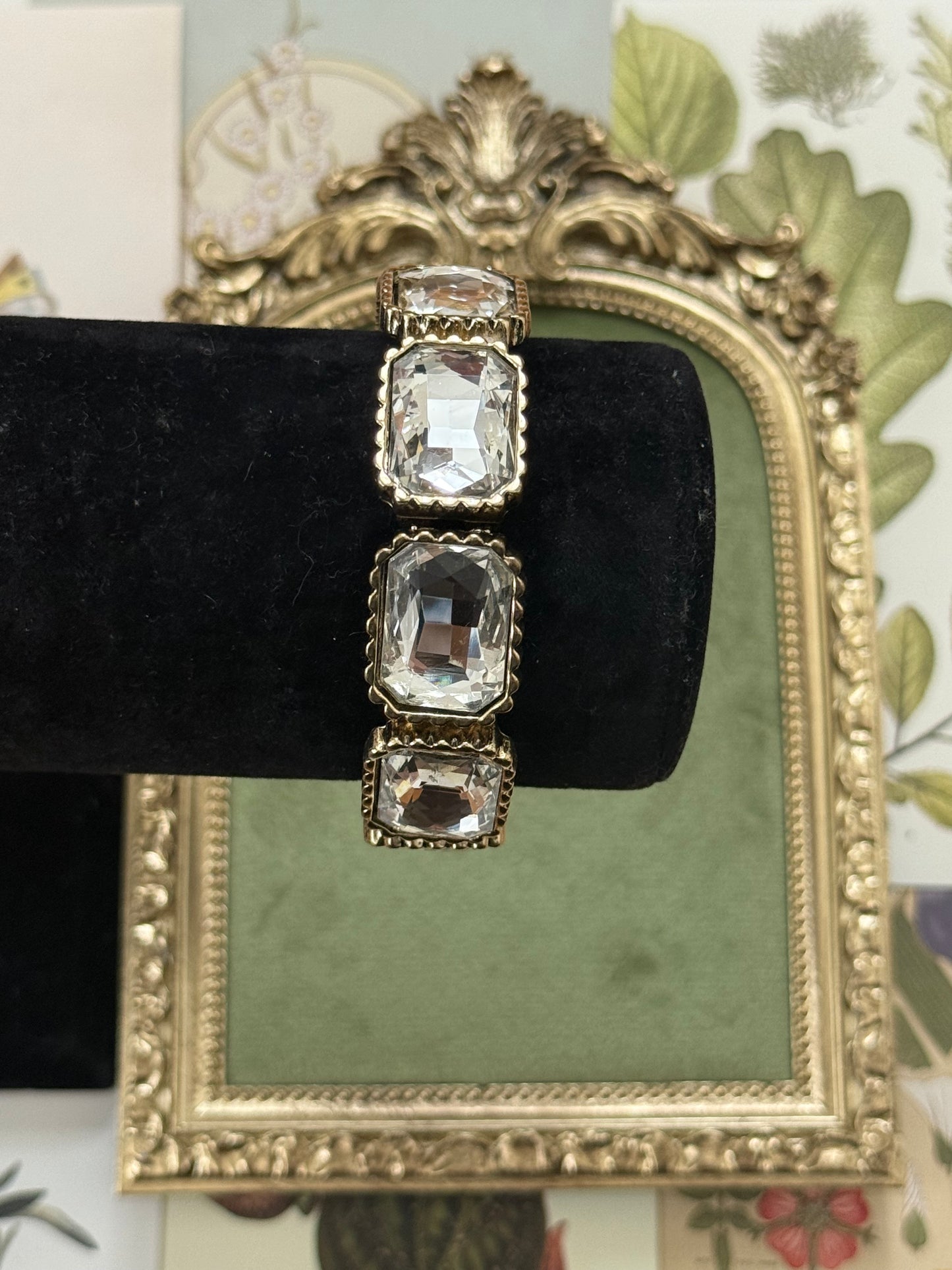 Vintage Gold Tone Rhinestoned Cuff