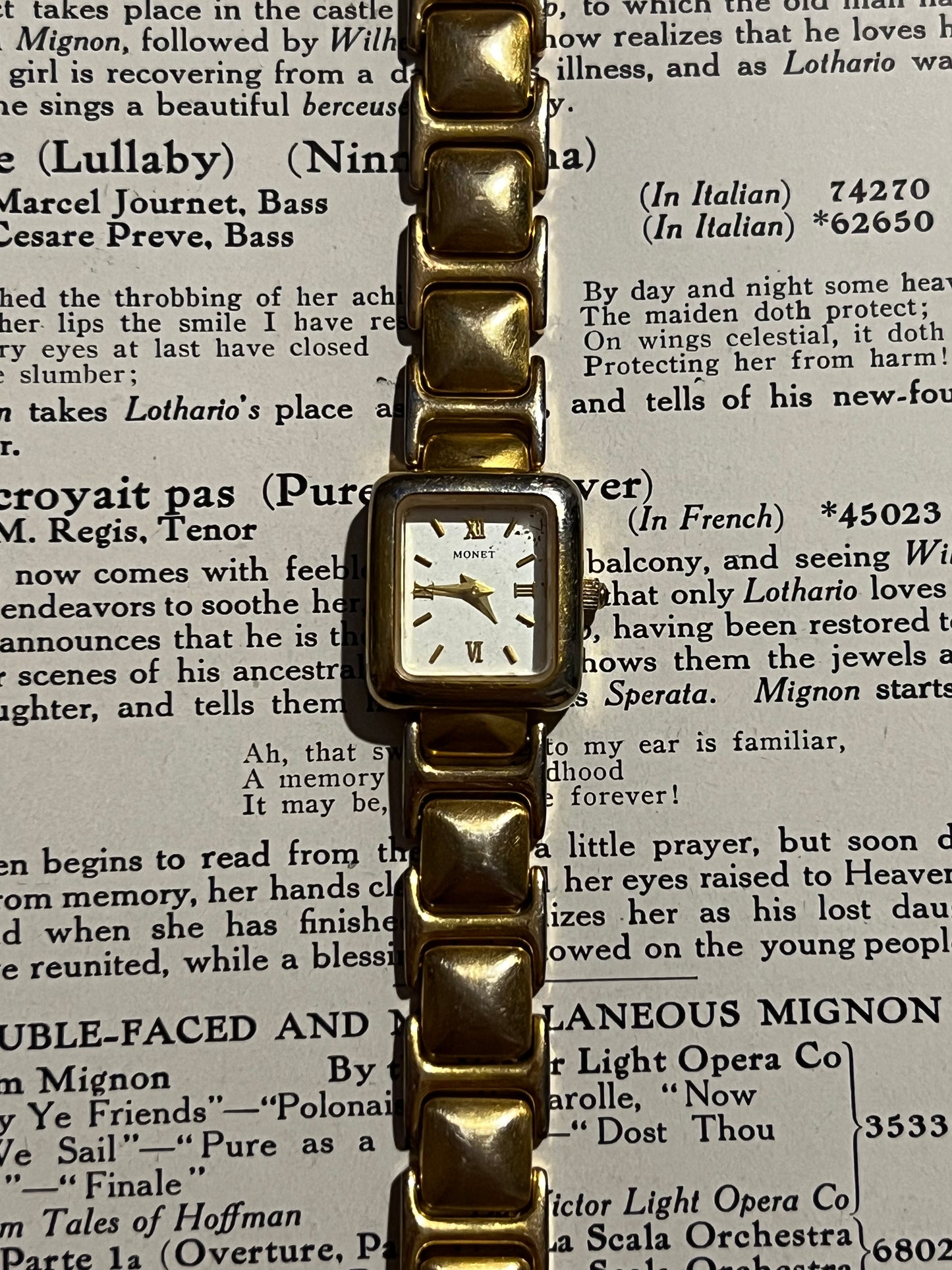 monet gold tone vintage women’s watch