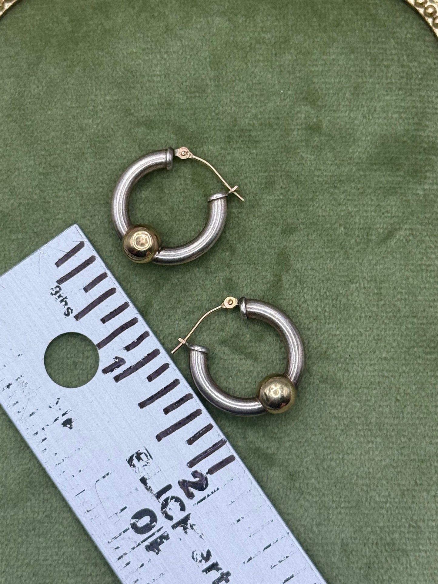 Sterling Silver & 14k Dainty Cape Cod Hoop Earrings - Dented