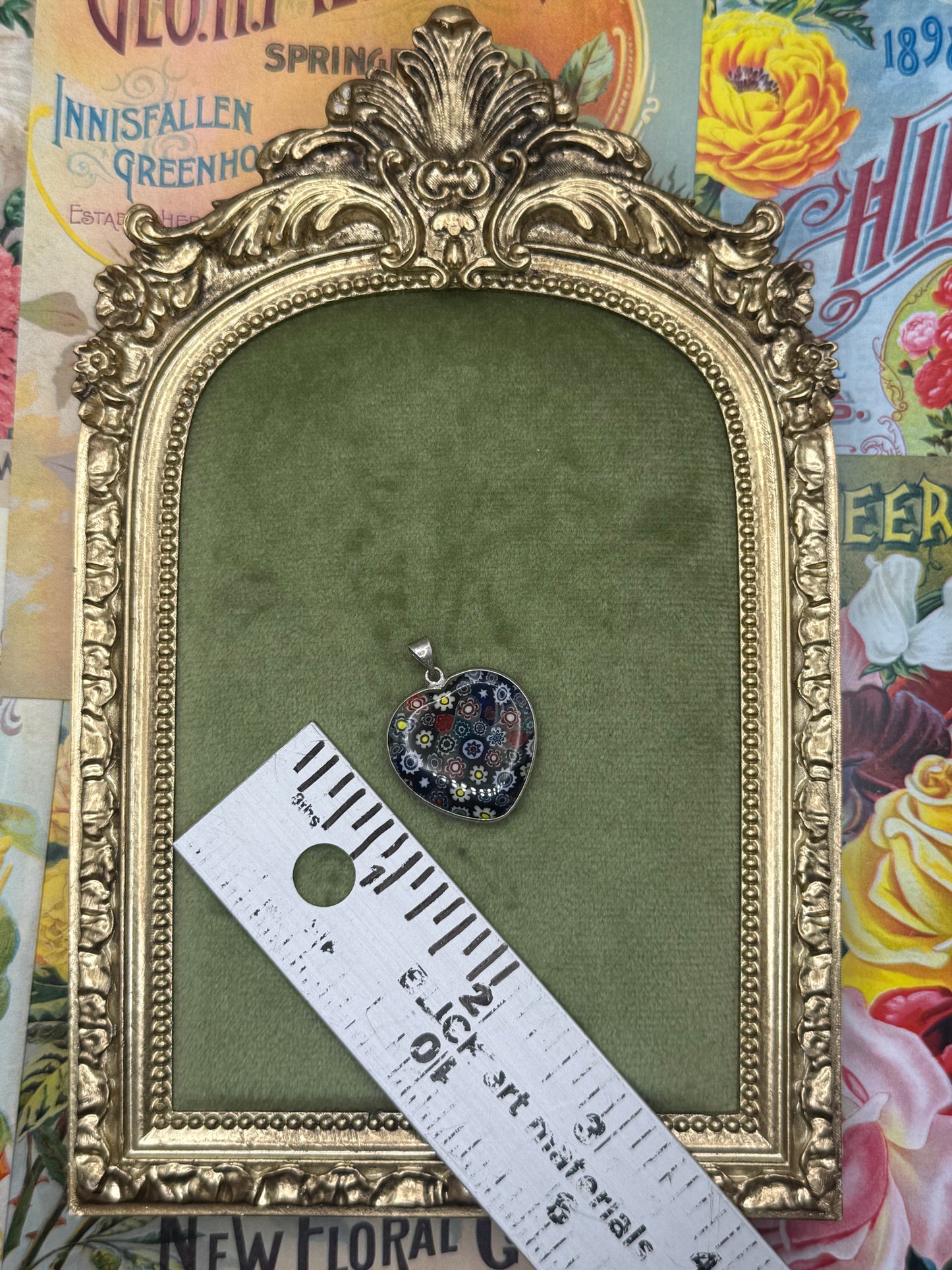Sterling Silver Millefiori Glass Heart Pendant
