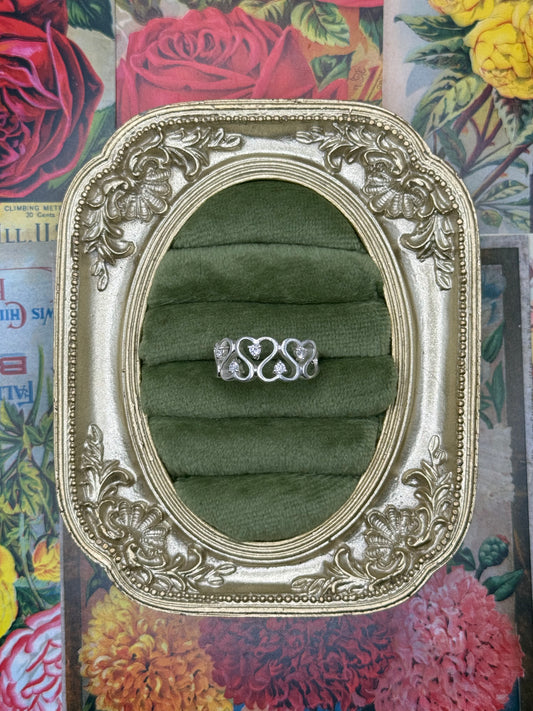 Vintage Sterling Silver Heart Ring Size 8.75