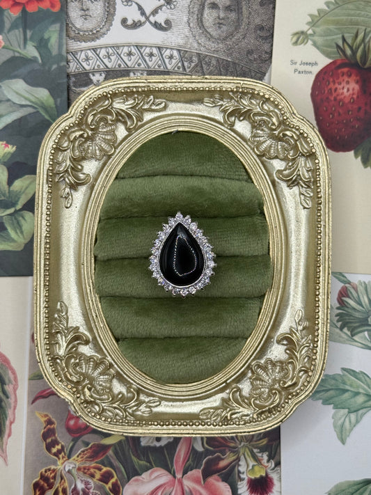 Vintage Silver Tone Old Stock Gemstone Ring Size 5