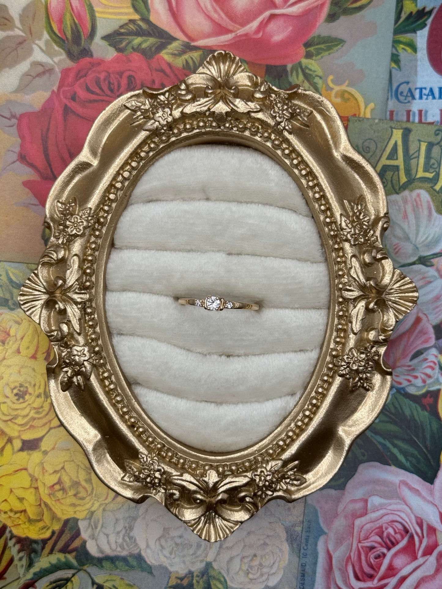 10k Solid Gold Dainty CZ Ring Size 7