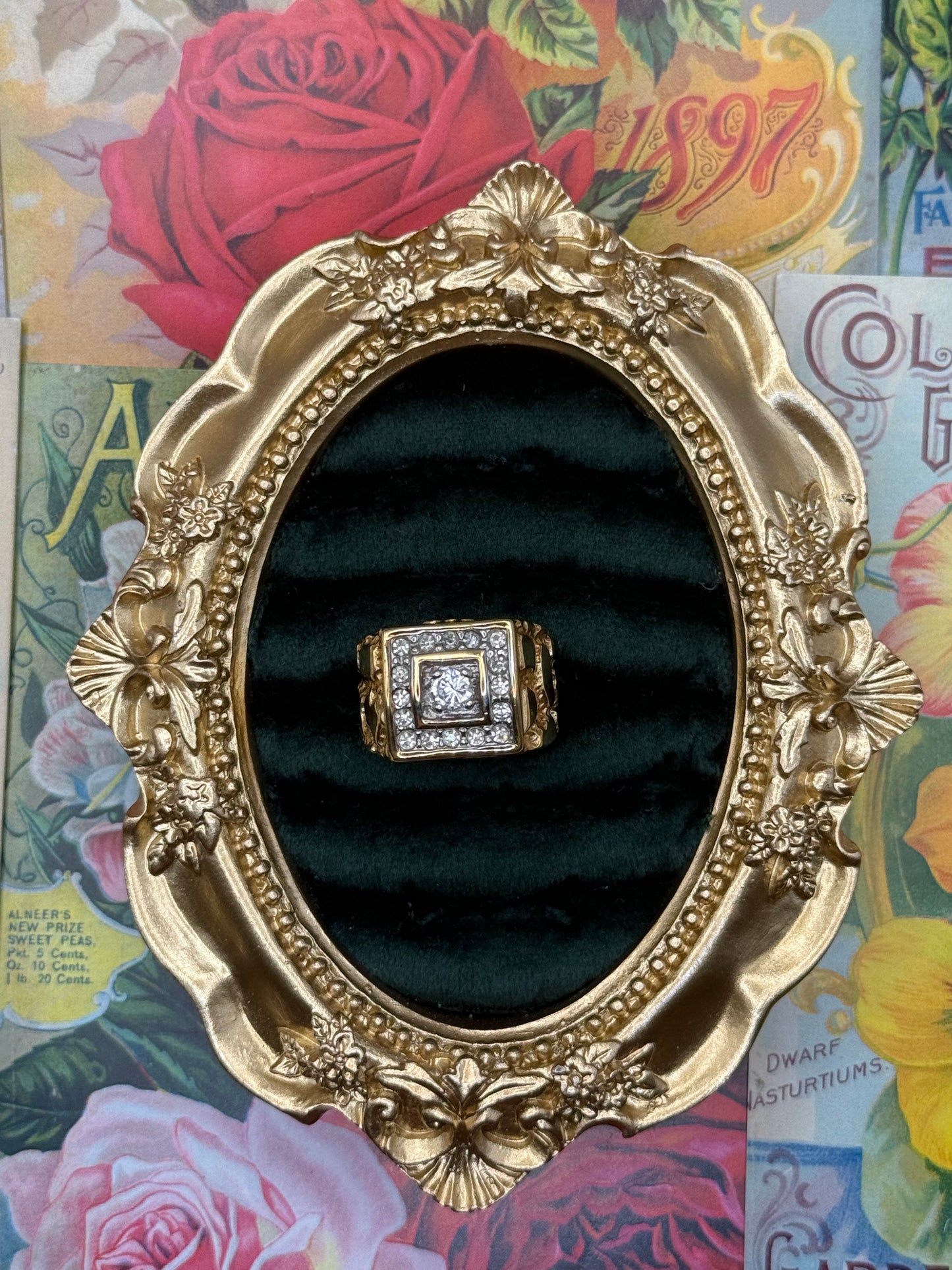 Vintage Gold Tone Chunky Nugget Ring Size 8