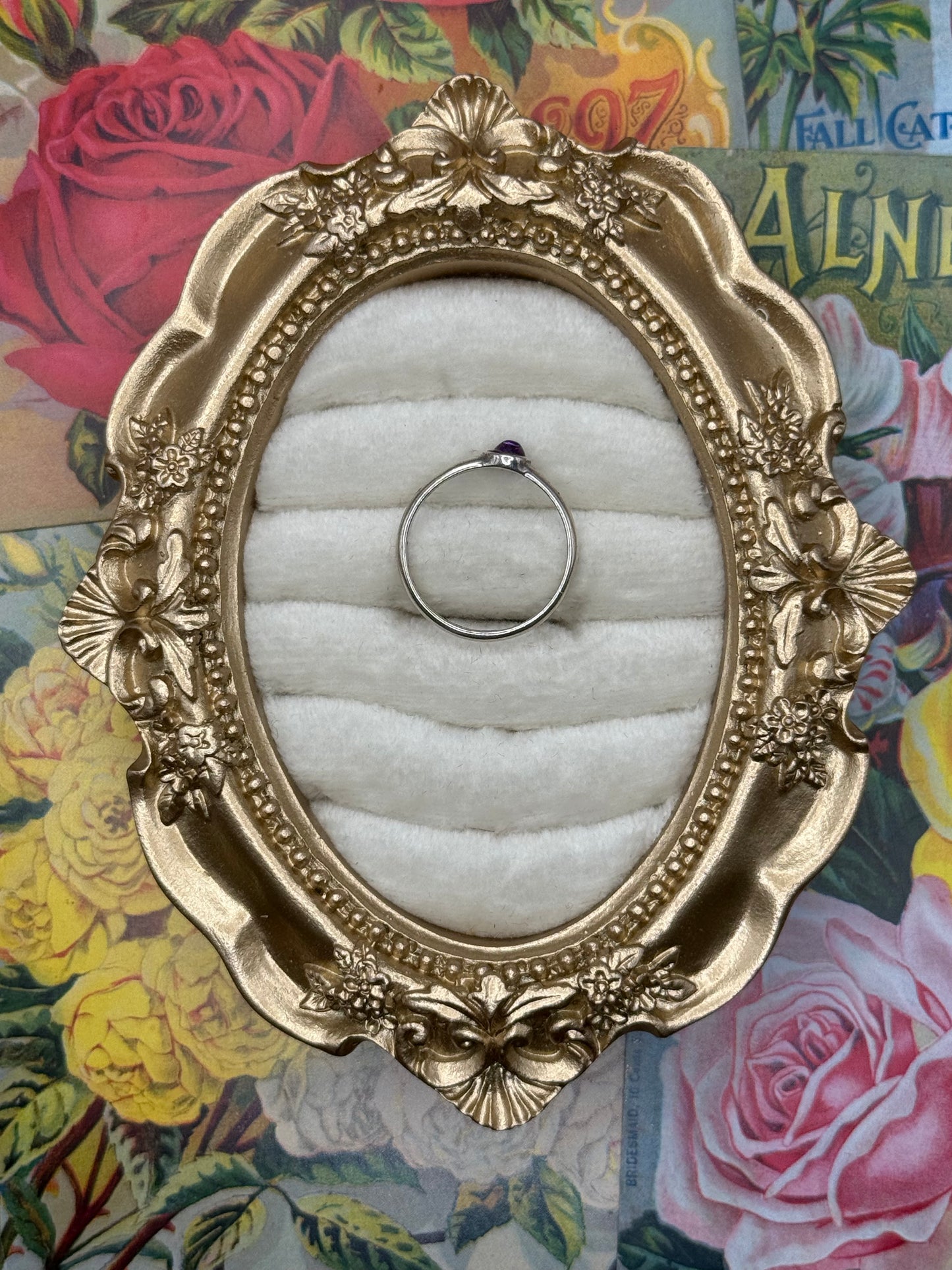 Sterling Silver Purple Cabochon Stacker Ring Size 7.5