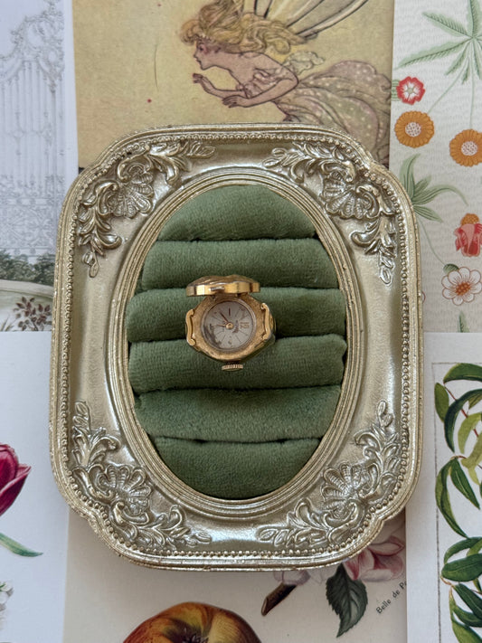 Nonworking Vintage Gold Tone Peek a Boo Watch Ring Size 5