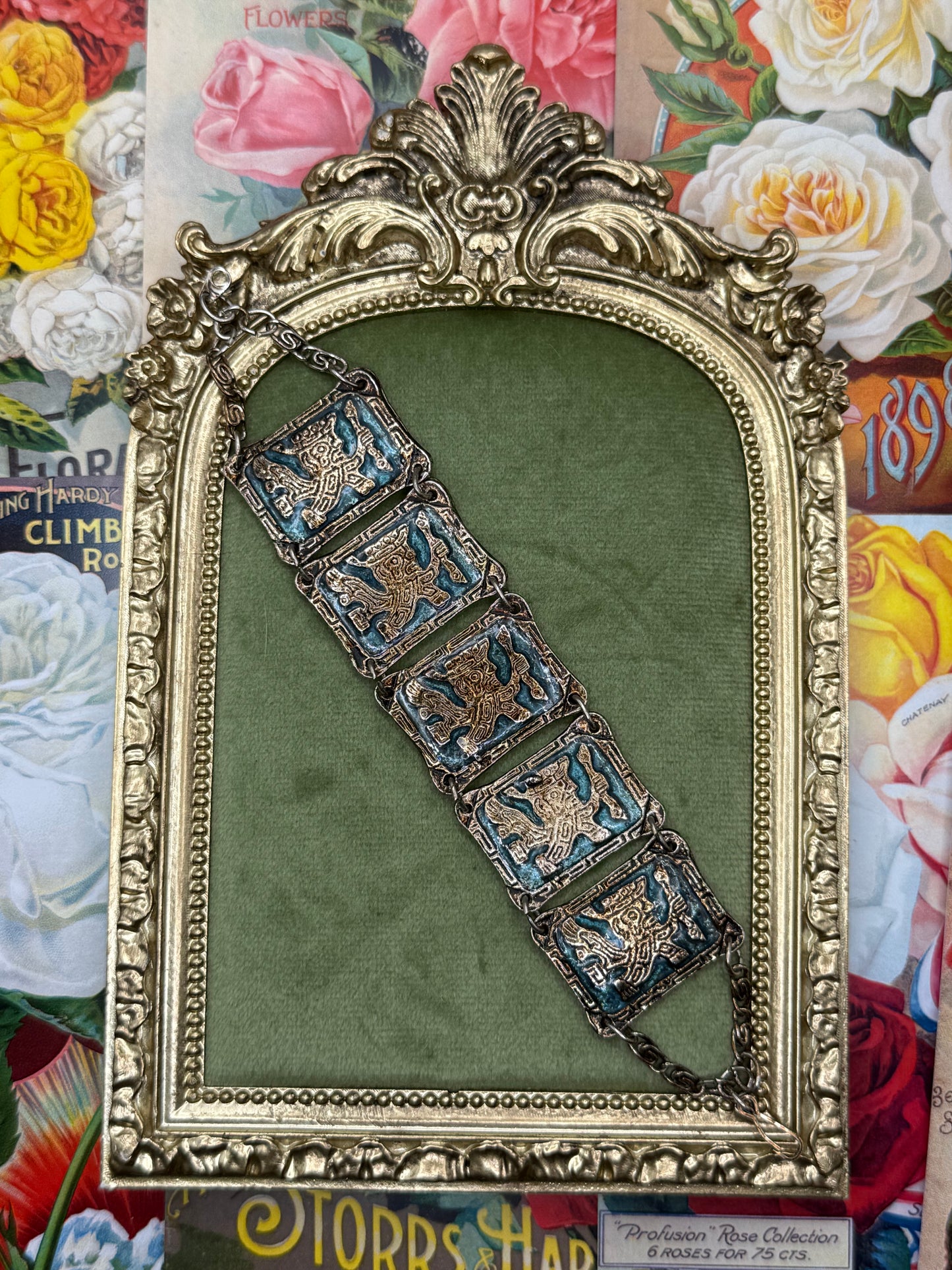 Vintage Silver Tone Panel Bracelet