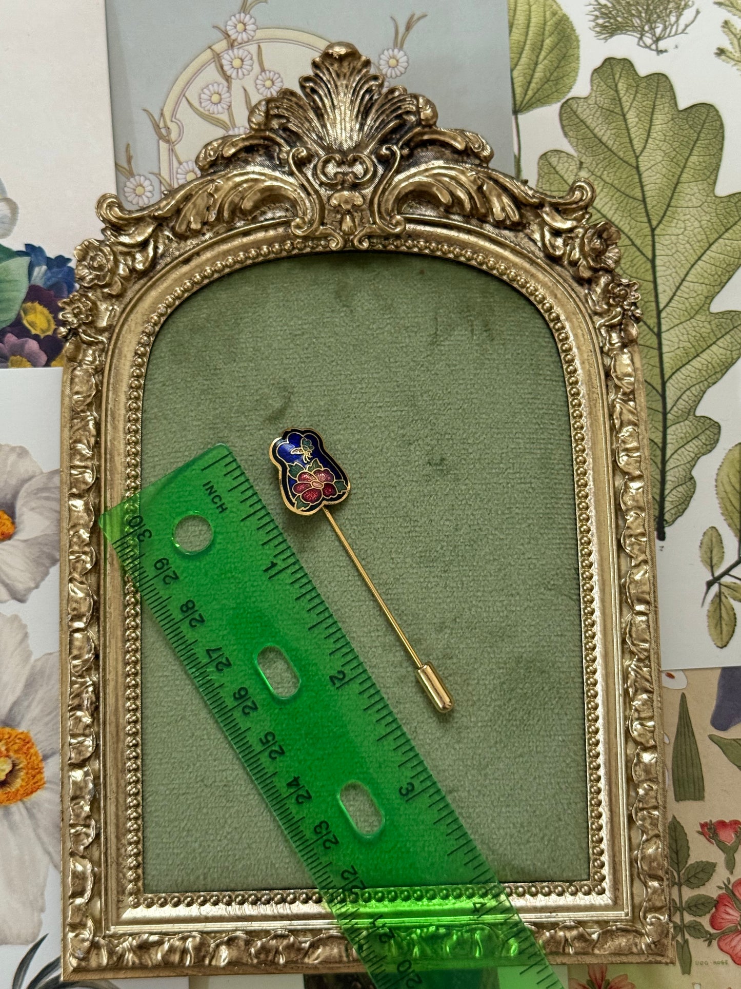 Vintage Gold Tone Cloisonne Stick Pin