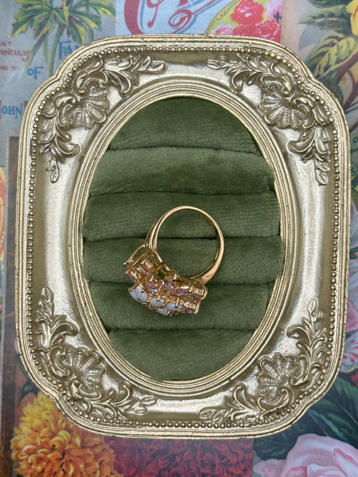 Sterling Silver w/ Gold Overlay Opal Ring Size 8