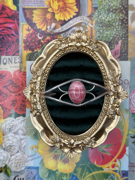 Sterling Silver Adjustable Rhodochrosite Bangle