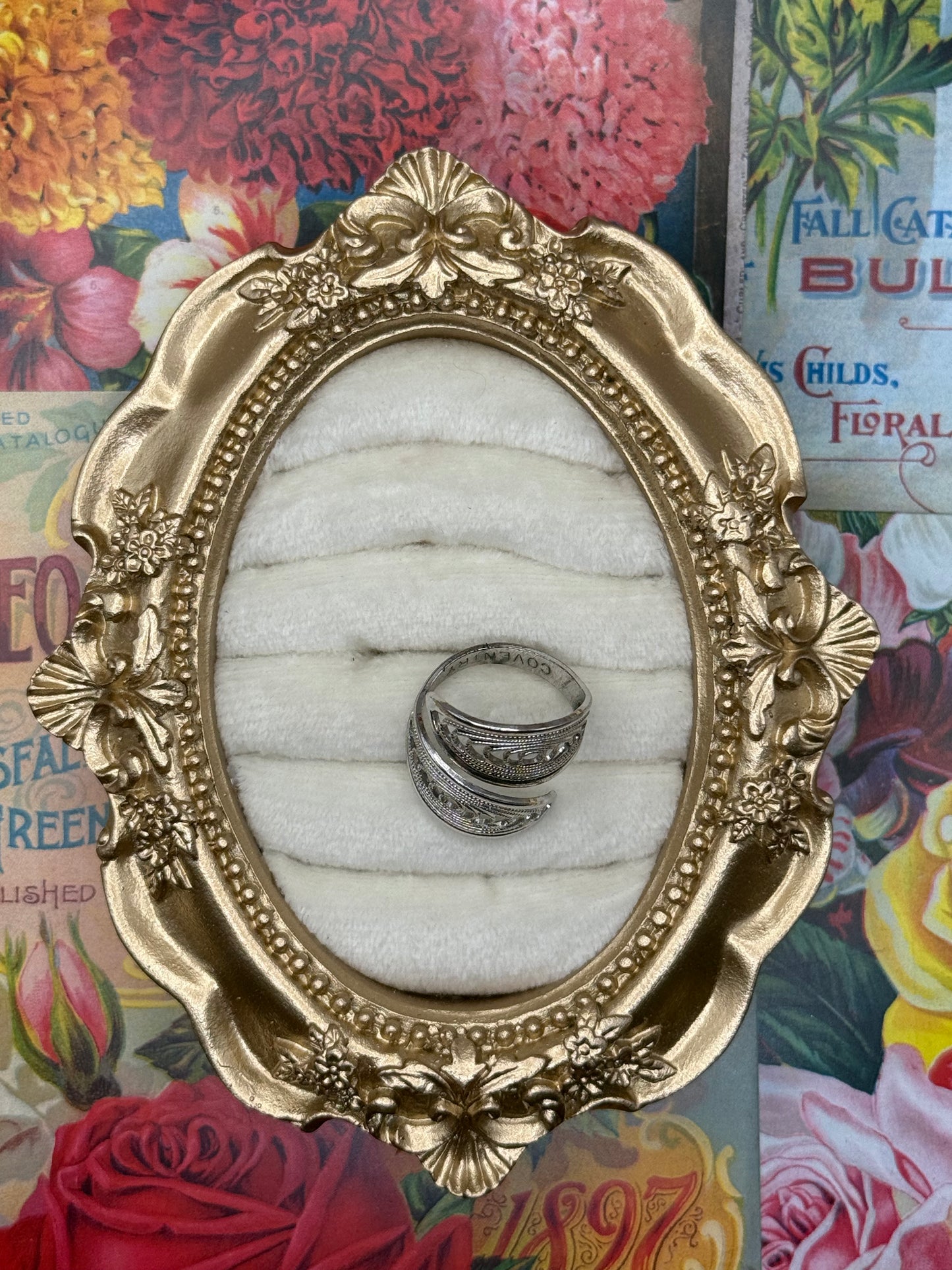 Vintage Silver Tone Bypass Ring Size 5.25