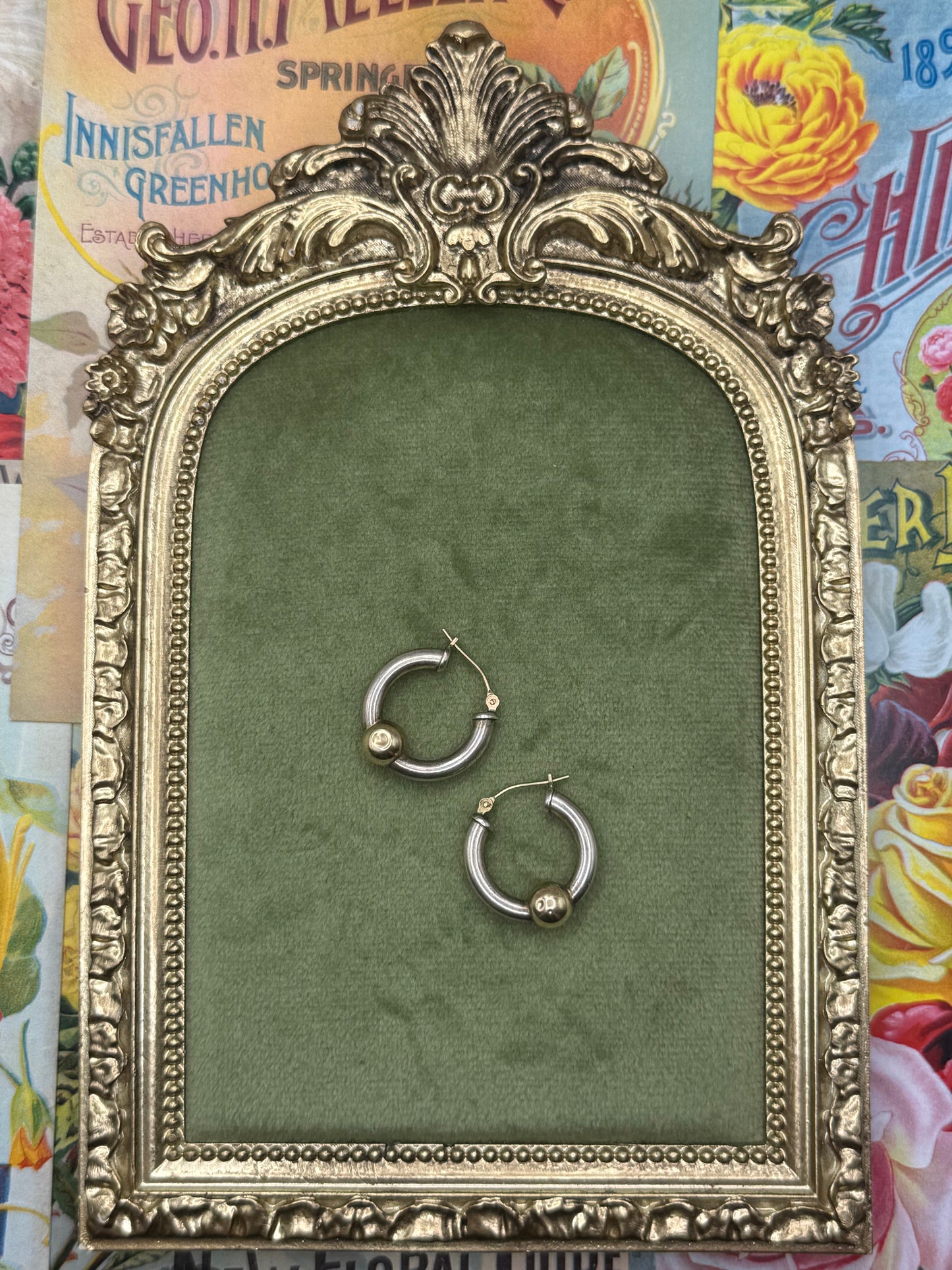 Sterling Silver & 14k Dainty Cape Cod Hoop Earrings - Dented