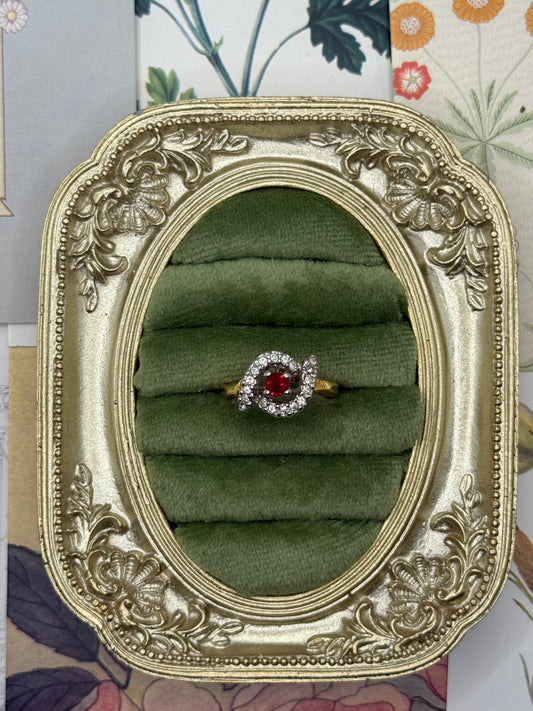 Vintage Gold Tone Old Stock Gemstone Ring Size 7.75