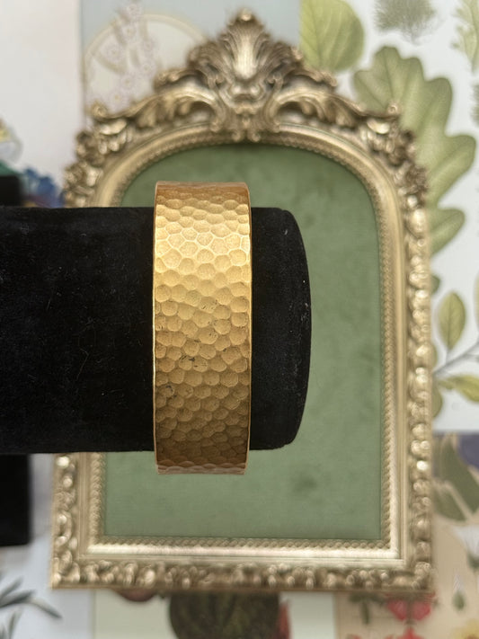 Vintage Gold Tone Pure Copper Hammered Cuff Bracelet