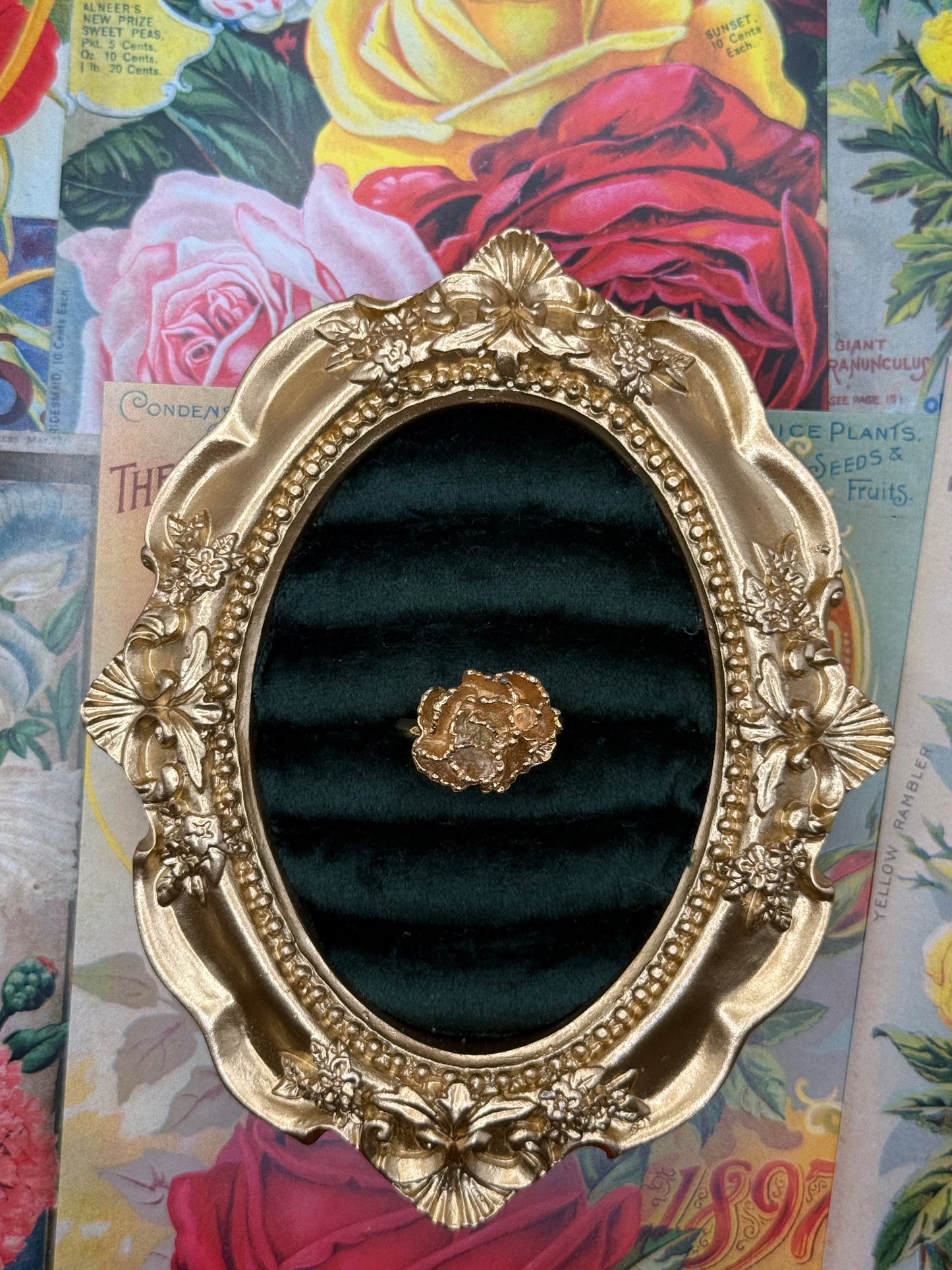 Vintage Gold Tone Avon Nugget Ring Size 6.5