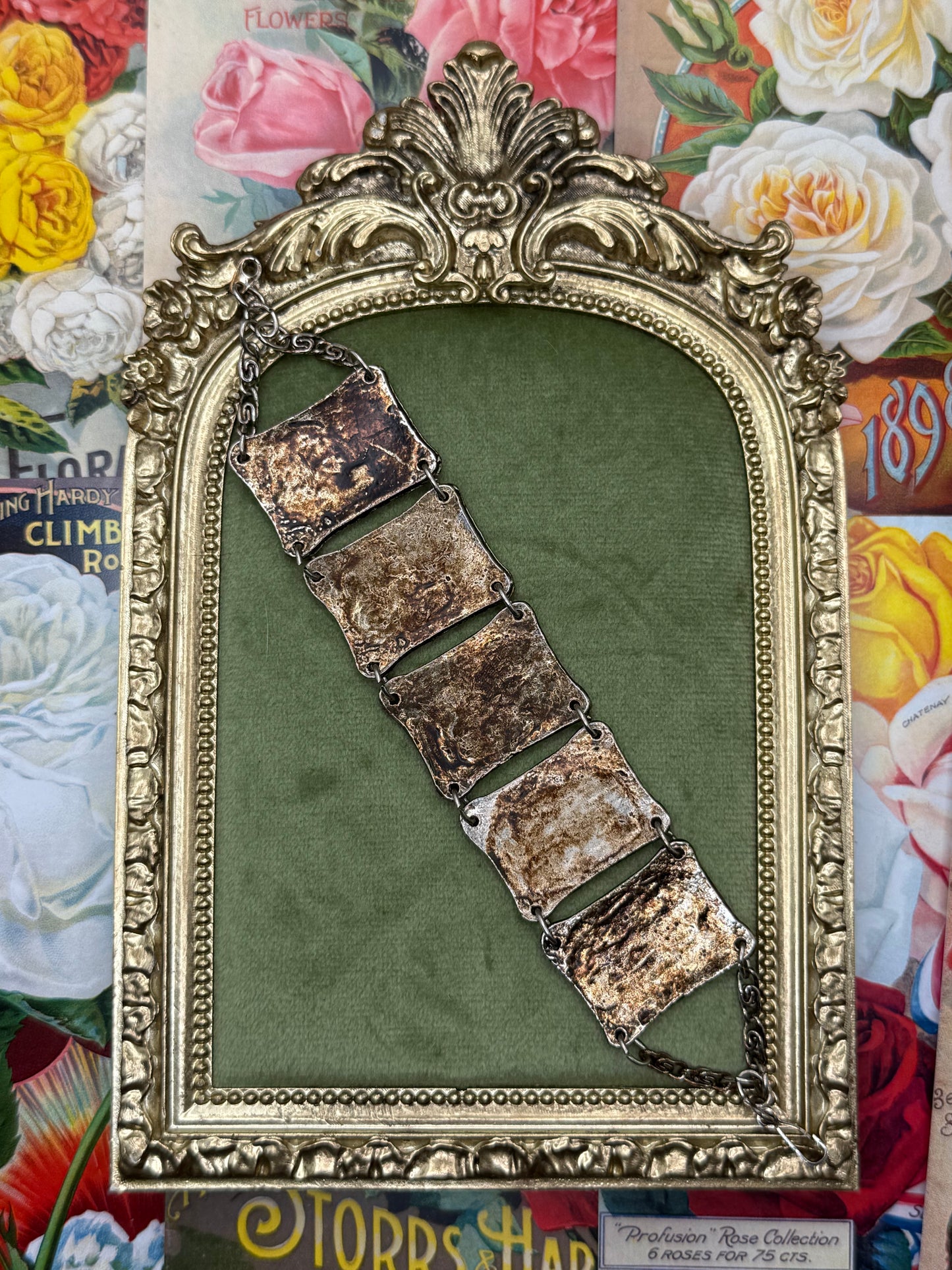 Vintage Silver Tone Panel Bracelet