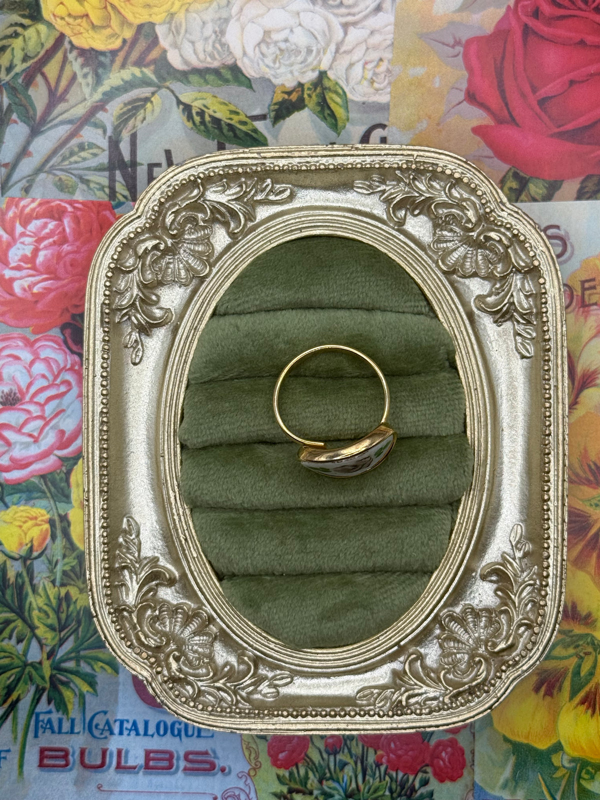 Vintage Gold Tone Adjustable Sarah Coventry Guilloche Ring Size 8