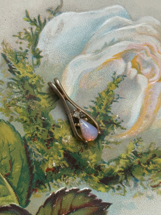 gold tone simulated opal pendant