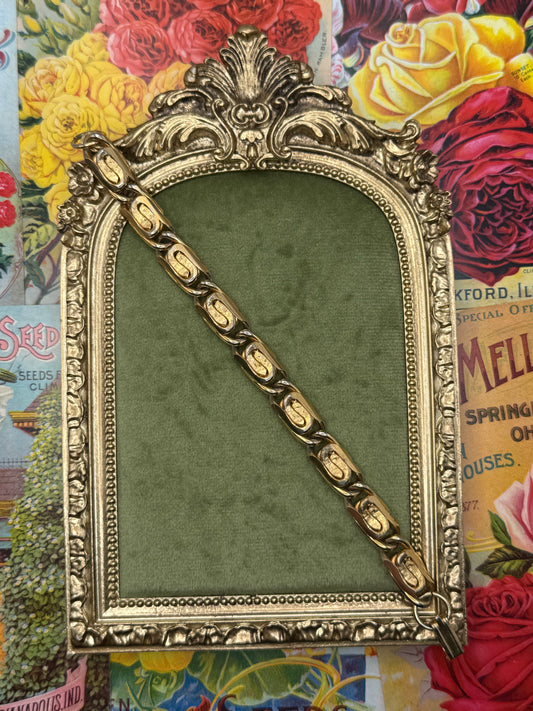Vintage Gold Tone Chain Bracelet 7”