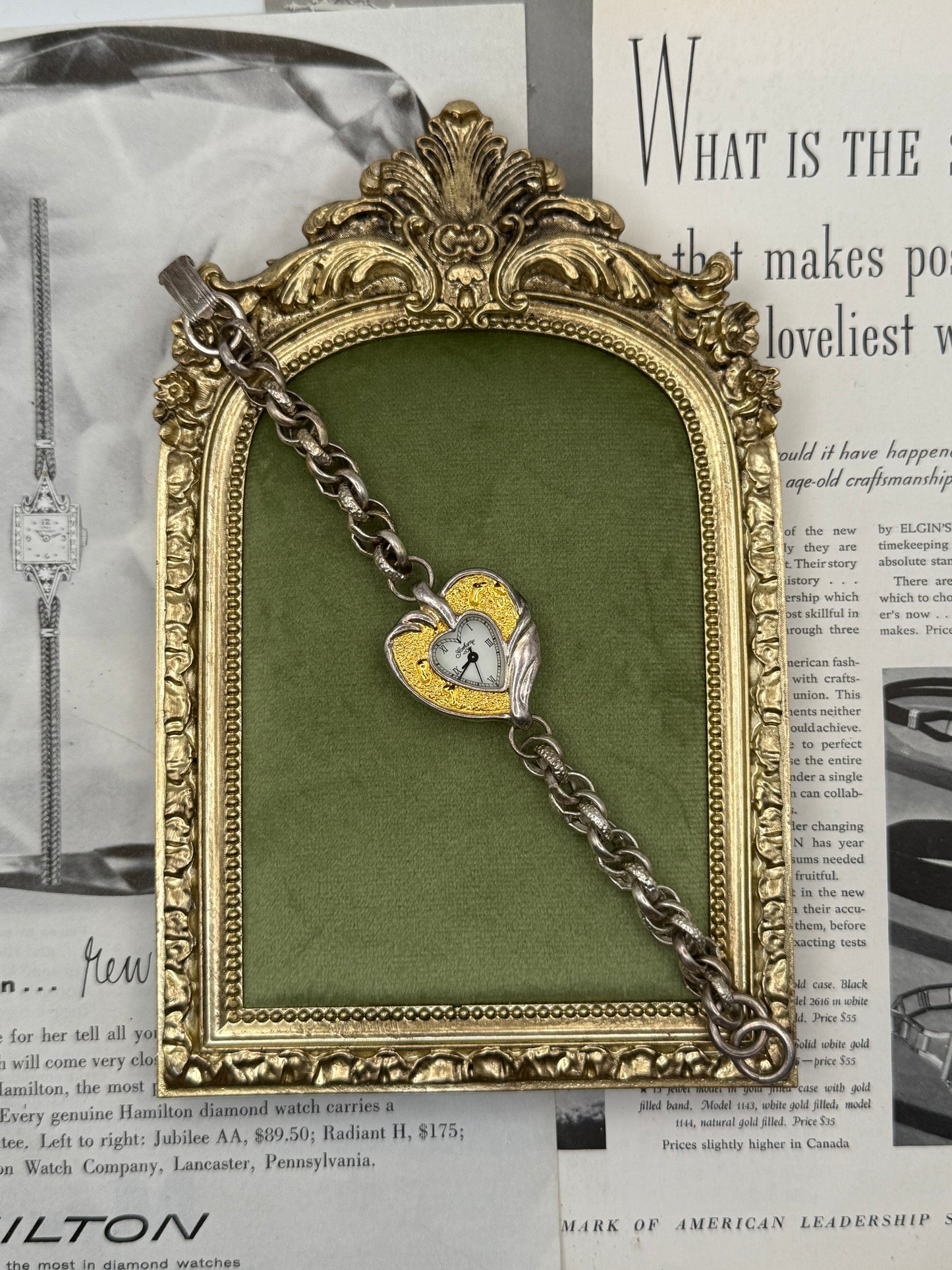 Working Vintage Two Tone Heart Dial Watch