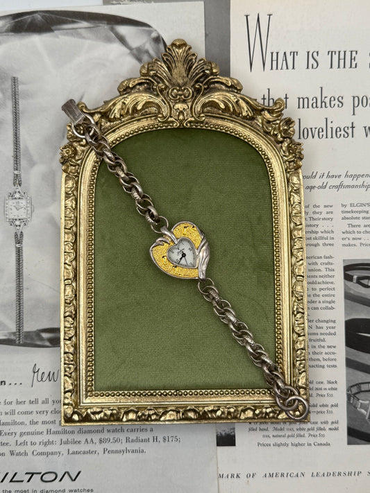 Working Vintage Two Tone Heart Dial Watch