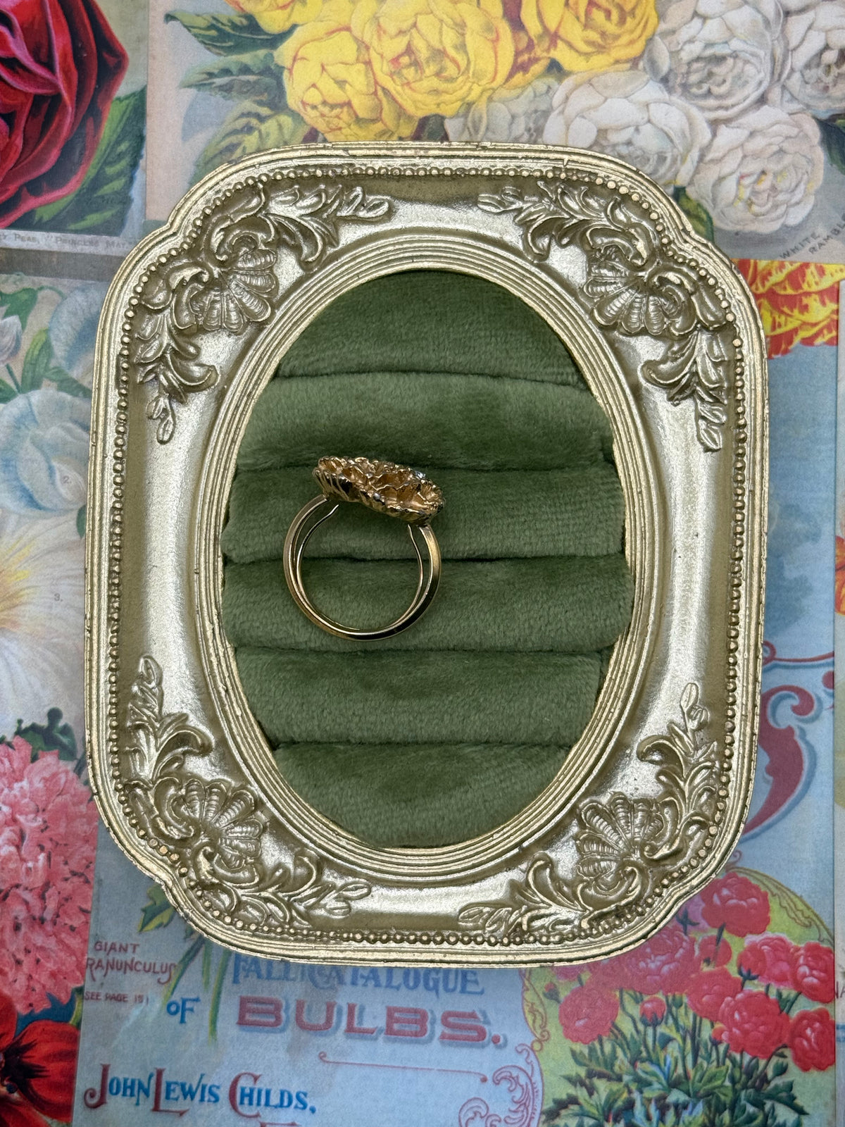 Vintage Gold Tone Avon Nugget Ring Size 6.5